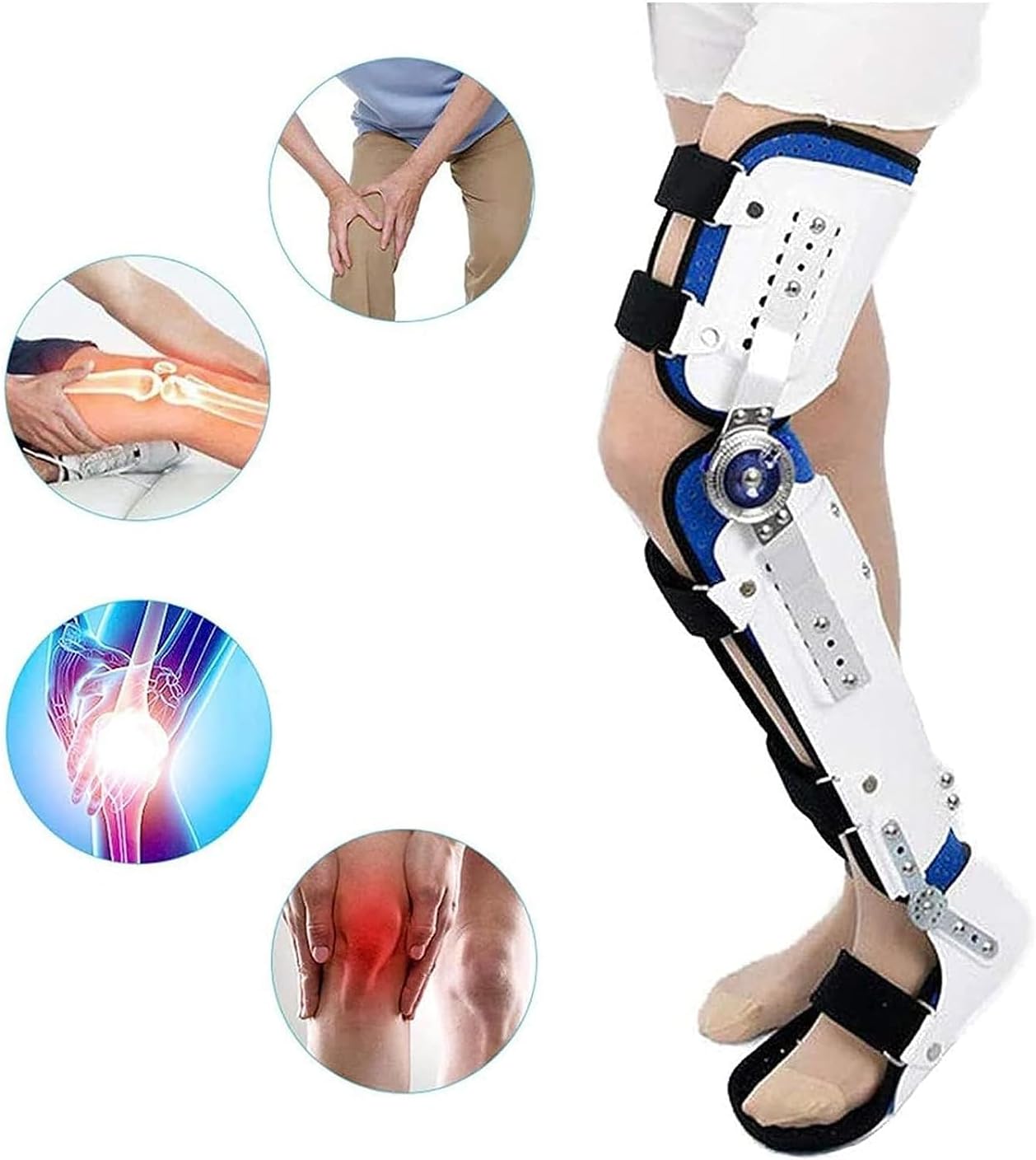 Adjustable Hip Joint Fixation Bracket, Reusable Thigh Knee Ankle Foot Supports Brace Leg Orthosis Splint Portable Abduction Hinge Foot Orthotics Suitable For Stable Fractures, Ligament Injuries, Ankle