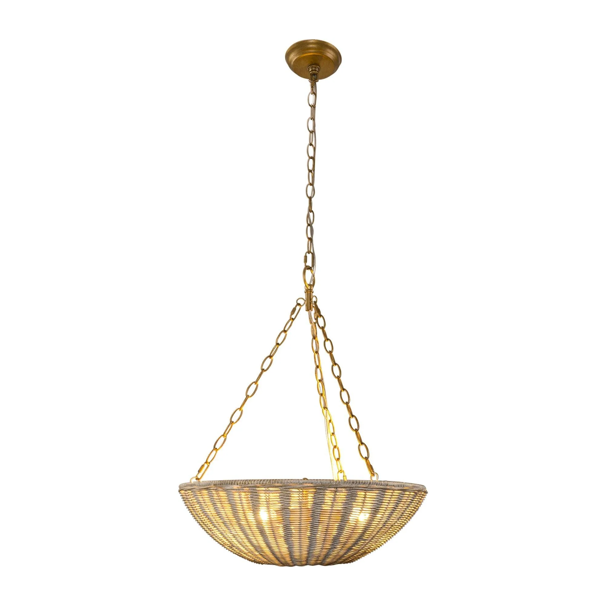 Parrot Uncle Farmhouse 3-Light Rattan Island Pendant Lighting in Bowl Shape (BBW9694-3)