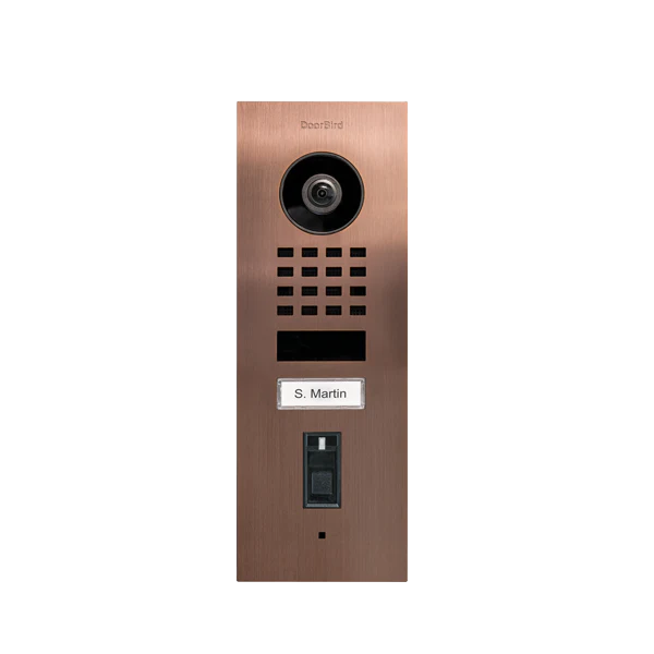 DoorBird D1101FV Fingerprint 50 Flush-Mount IP Video Door Station, 1 Call Button in Bronze