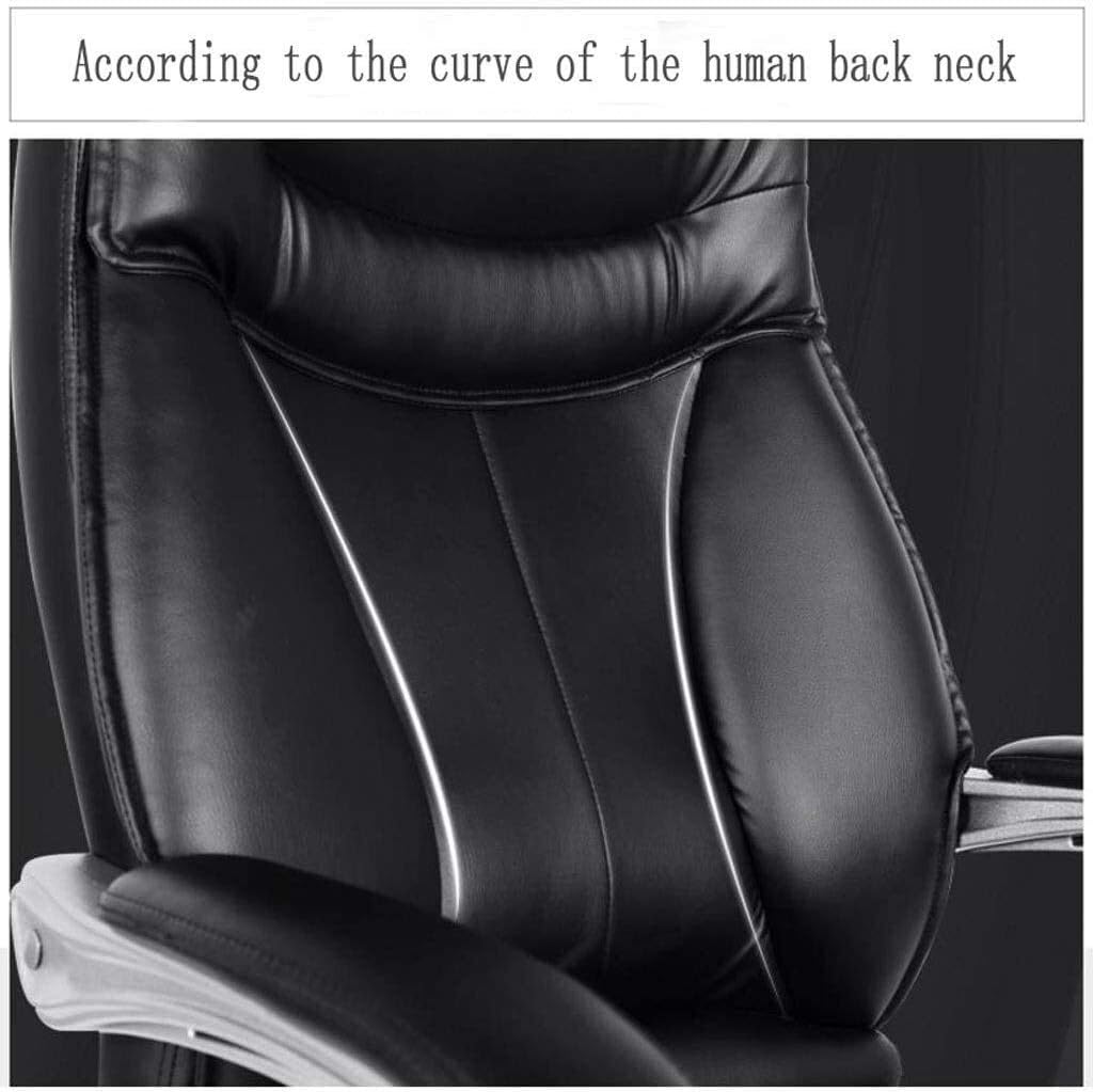 Executive Swivel Adjustable Swivel Office Desk Chair with Armrests Lumbar Support Desk Ergonomic Chair Chair Home Office Chair Leather Boss Chair Swivel Chair Study Room Ba,Black-With footrest