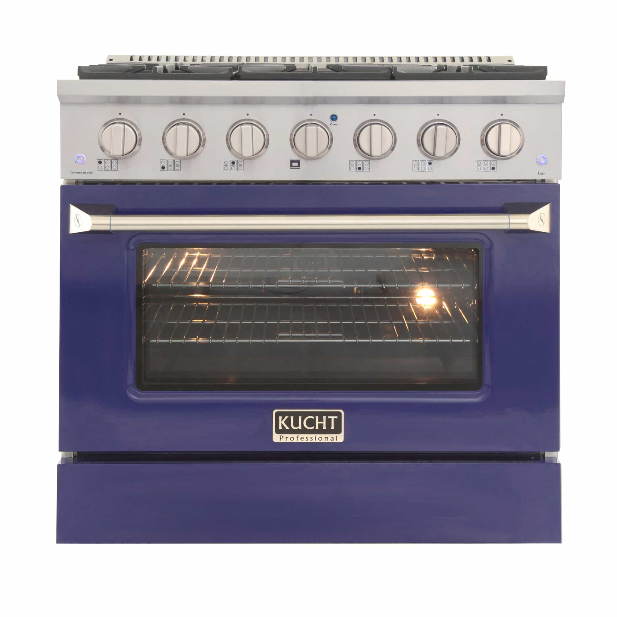 Kucht 36-Inch Pro-Style Dual Fuel Range with Propane Gas in Stainless Steel with Blue Oven Door (KDF362/LP-B)