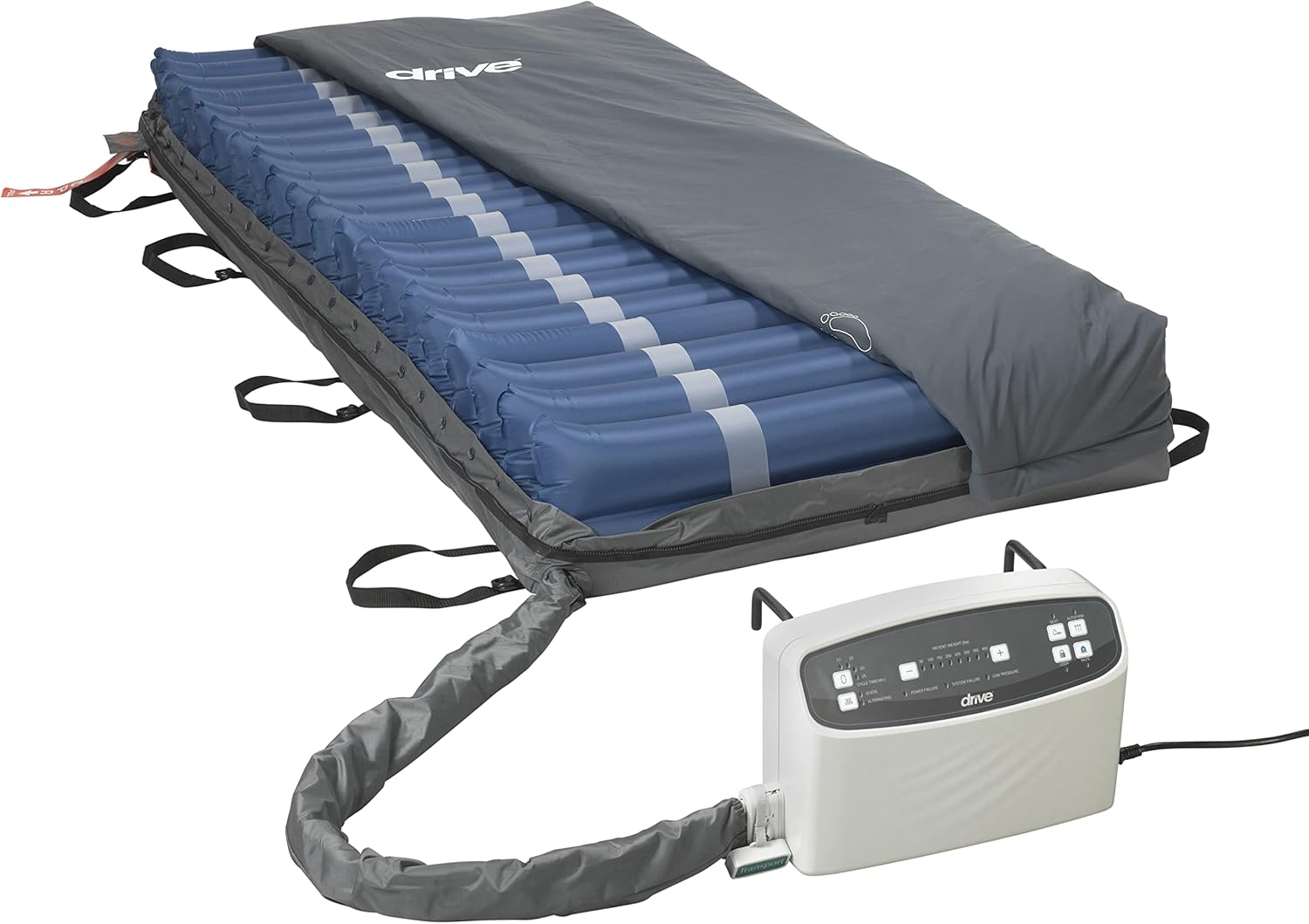 Drive Medical 14029 Med-Aire Low Air Loss Mattress Replacement System with Alternating Pressure, Blue, 84 Inch x 36 Inch