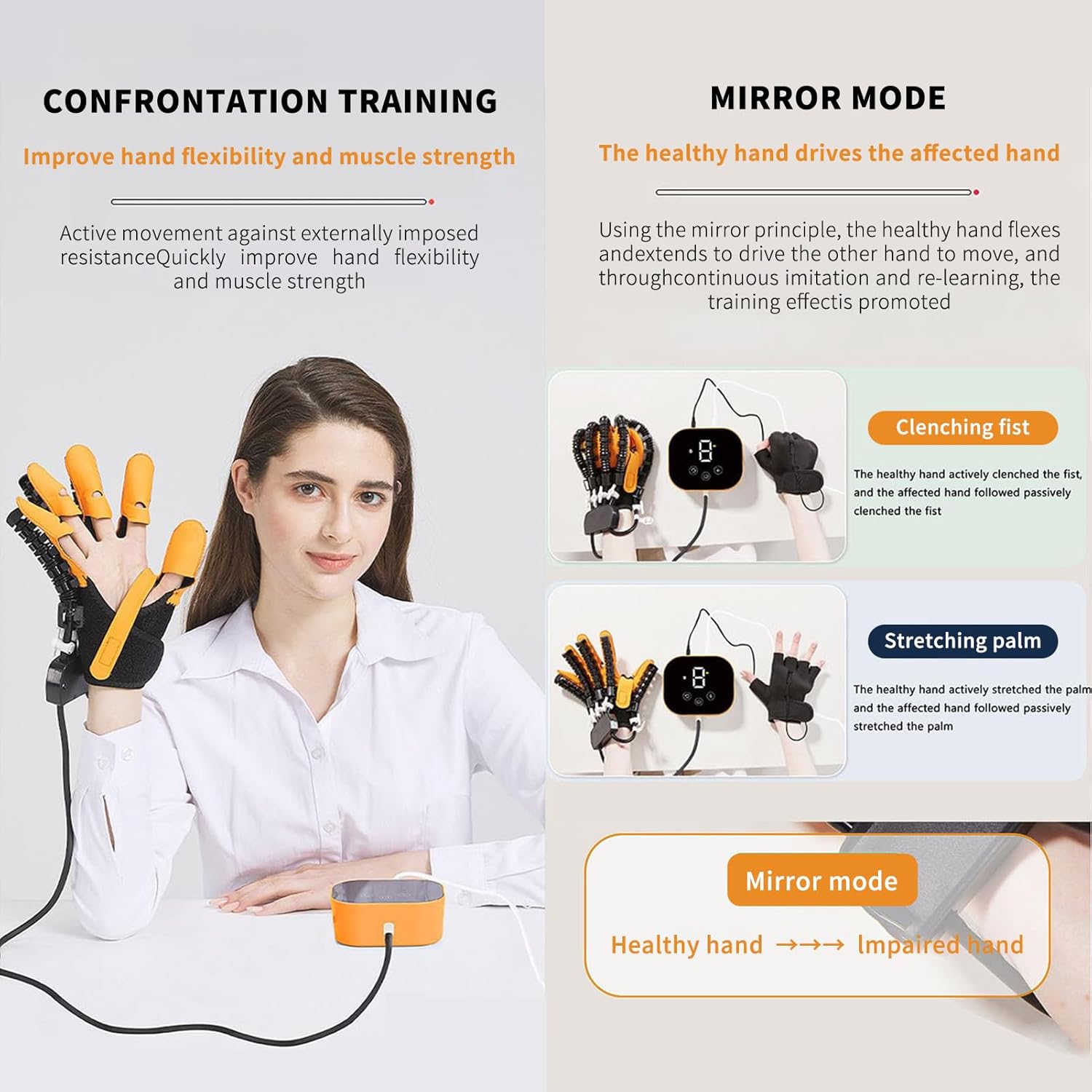 gaoxiao Hand Function Rehabilitation Robot Gloves, Recover Gloves for Hemiplegia Stroke Paralysis Patients, Left Right Finger and Hand Function Trainer Therapy Recovery Equipment A Left Hand M