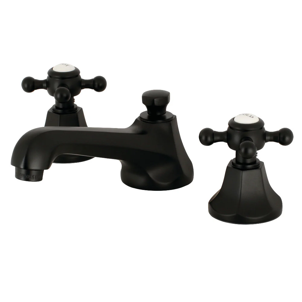 Kingston Brass Metropolitan Widespread Bathroom Faucet with Brass Pop-Up, Matte Black (KS4460BX)