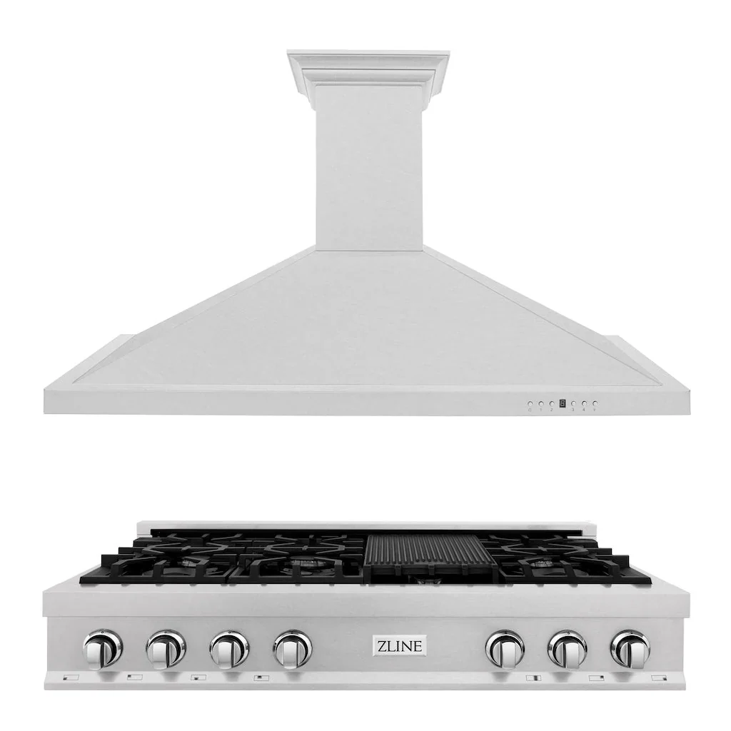 ZLINE 2-Piece Appliance Package - 48-Inch Rangetop and Convertible Range Hood in Satin Stainless Steel (2KP-RTSRH48)