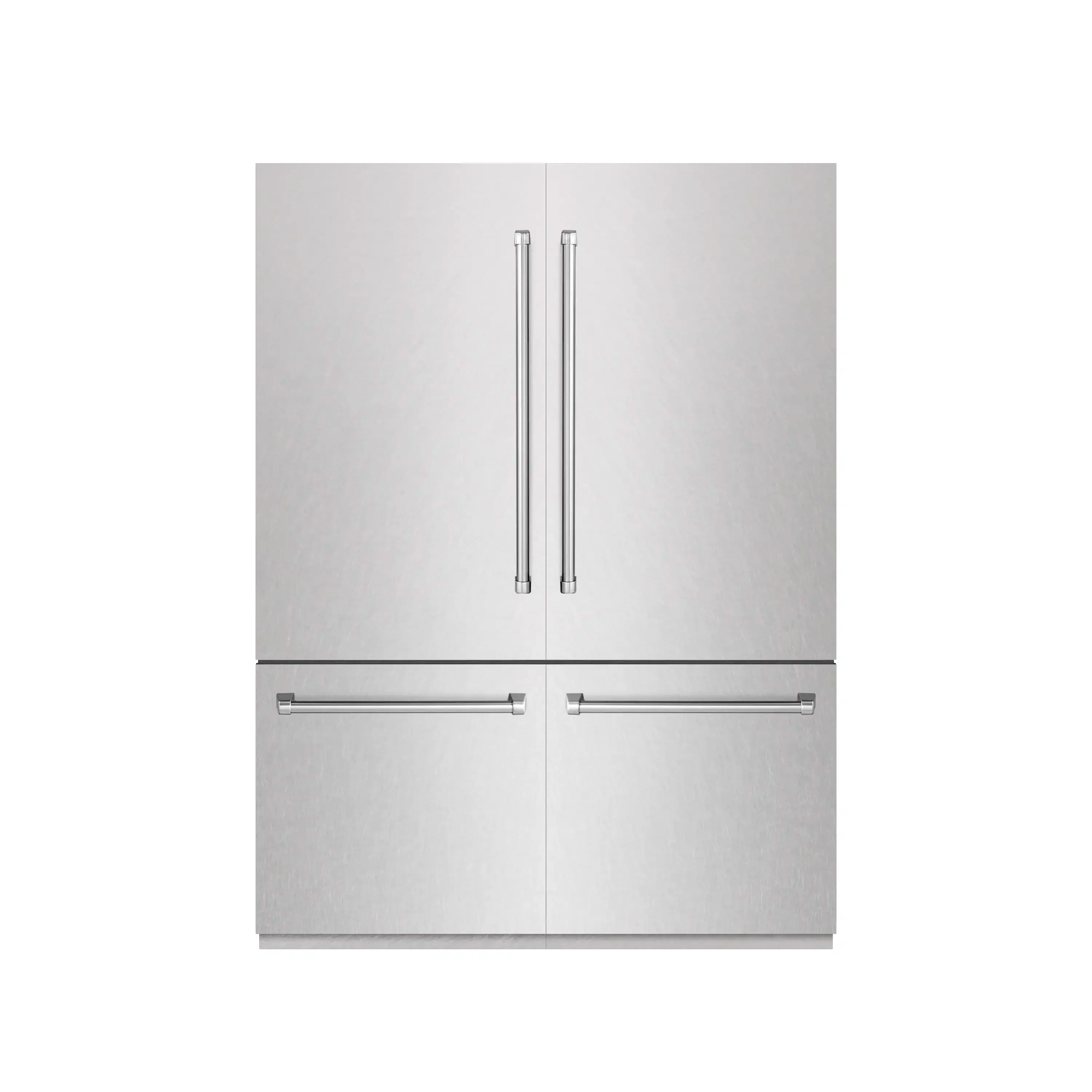 ZLINE 60-Inch 32.2 Cu. Ft. French Door Built-In Bottom Freezer Refrigerator with Water Dispensers and Ice Makers in Satin Stainless Steel with Graphite Gray Interior (GRBIV-SN-60)
