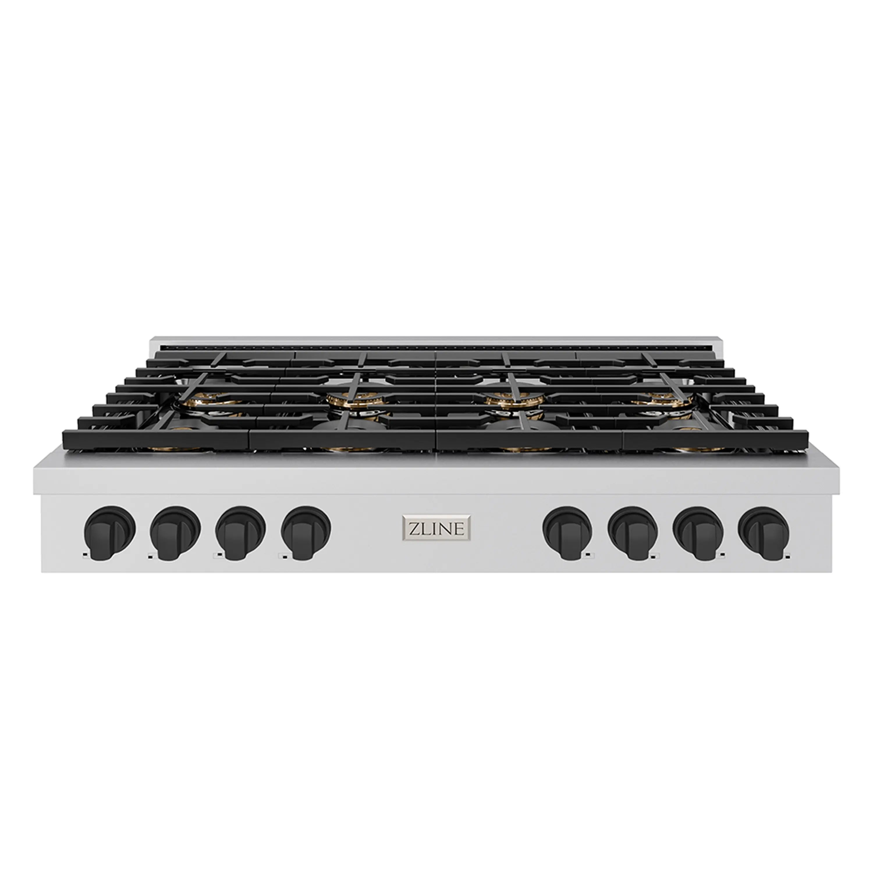 ZLINE Autograph Edition 48-Inch Paramount Gas Rangetop with 8 Burner DuoPro鈩?Cooktop in Stainless Steel and Matte Black Accents (PSRTZ-48-MB)