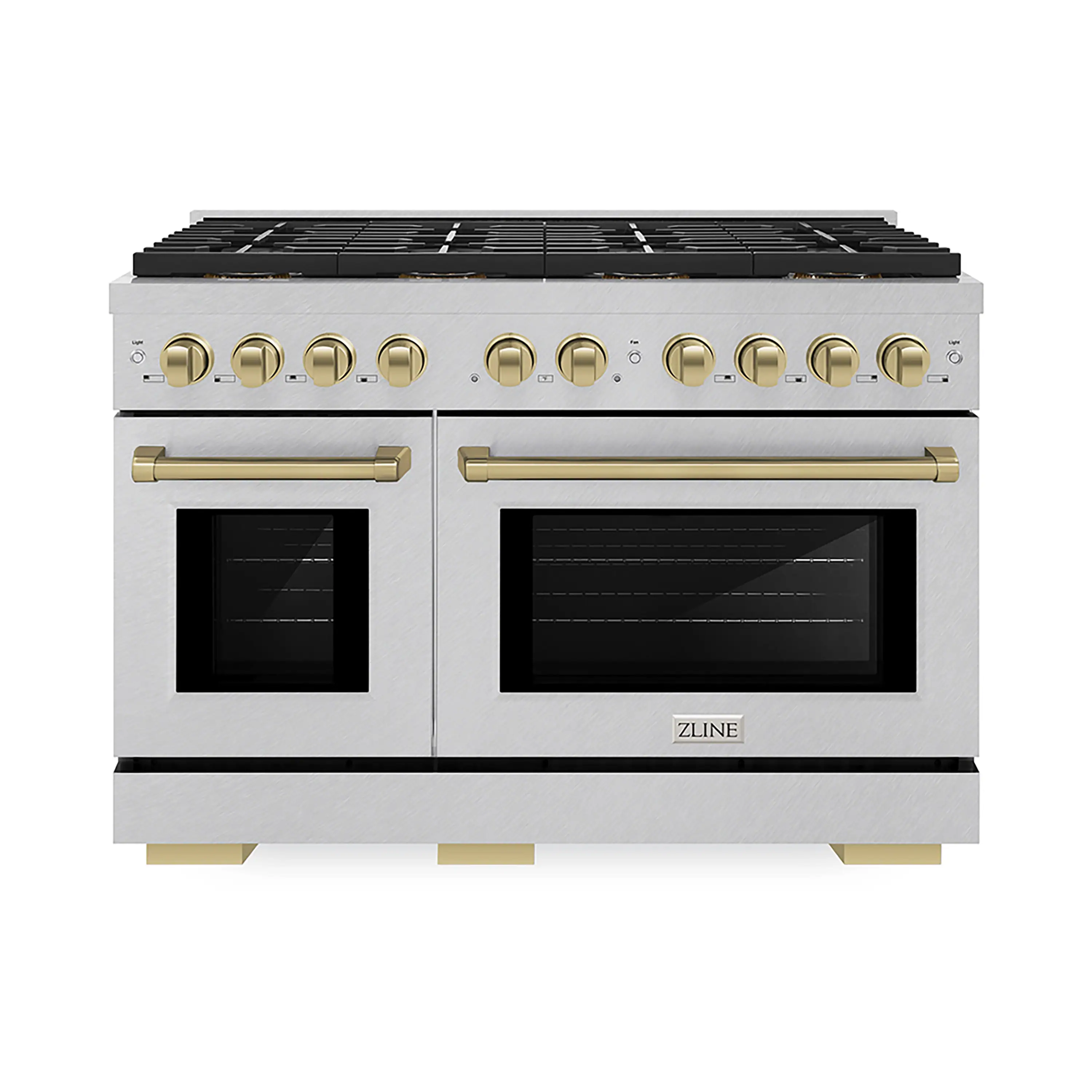 ZLINE Autograph Edition 48-Inch 6.7 cu. ft. Paramount Dual Fuel Range with 8 Burner DuoPro鈩?Cooktop and Dual Ovens in Satin Stainless Steel and Champagne Bronze Accents (PSDRSZ-48-CB)