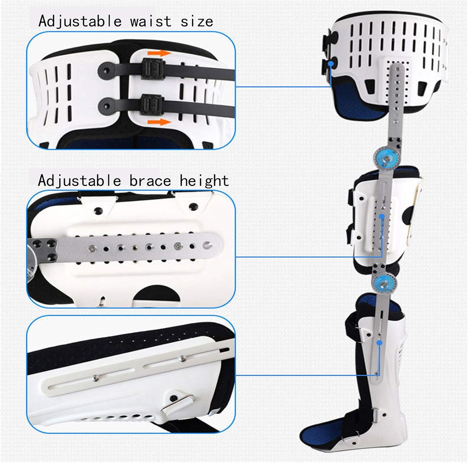 Hinged ROM Post-op Hip Ankle Foot Knee Brace Post-op Hip Abduction Brace Hinged Knee Hip Support Brace Adjustable Thigh Knee Ankle Foot Orthosis