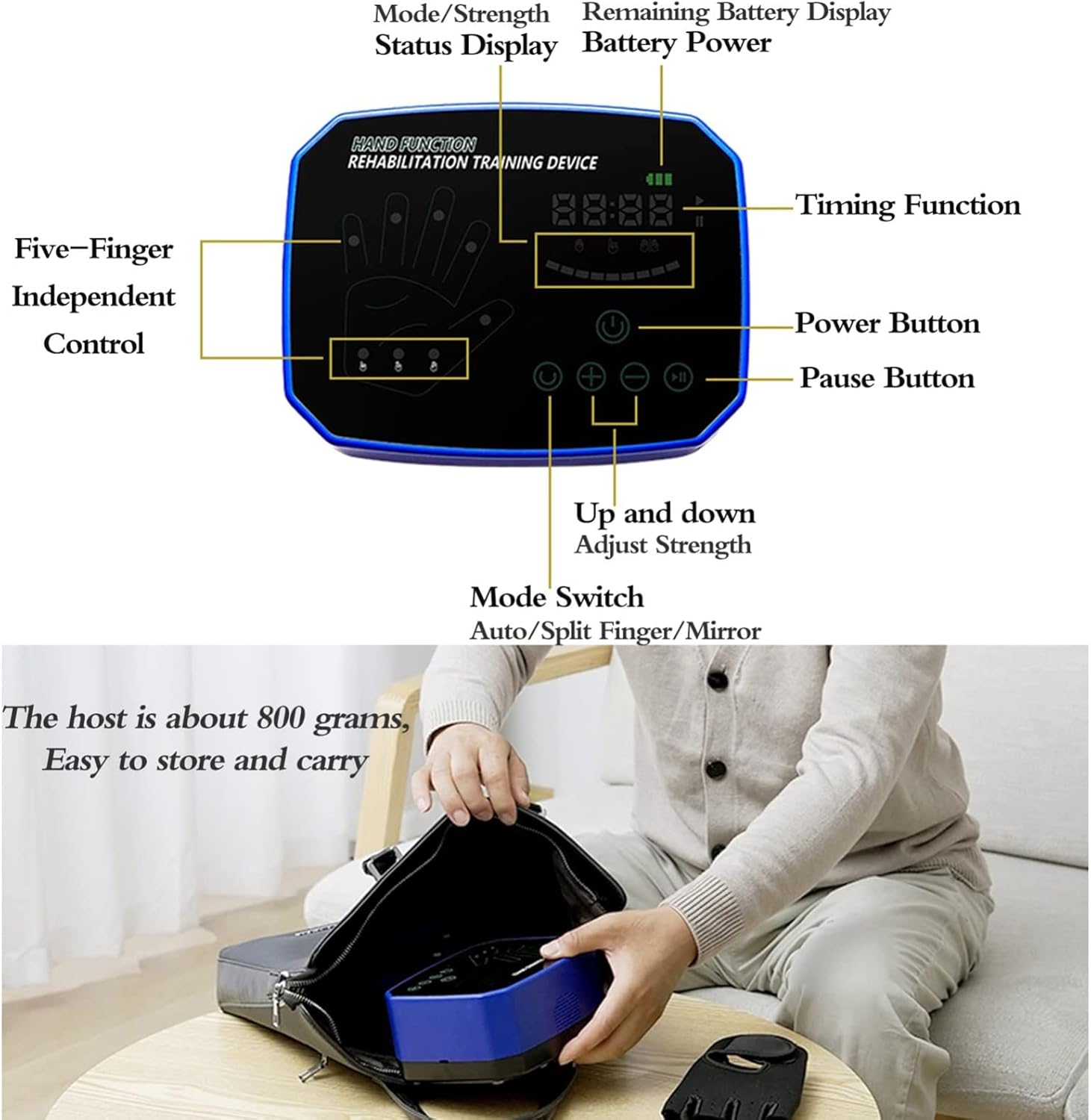Rehabilitation Robot Gloves, Hand Rehabilitation Device, Both Hands Finger Stroke Training, for Stroke Hemiplegia Patient Hand Function Recovery(Size:XL Code,Color:Right Hand)