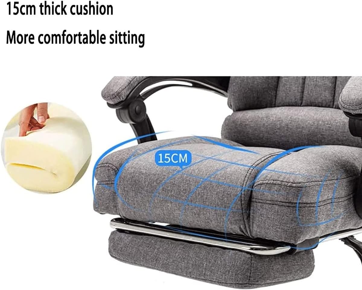 Office Chair Swivel Desk Chair Office Chair - High Back Desk Chair, with Adjustable Lumbar Support & Metal Armrest Thick Seat Cushion - 150°Reclining & Rocking Linen Fabr,