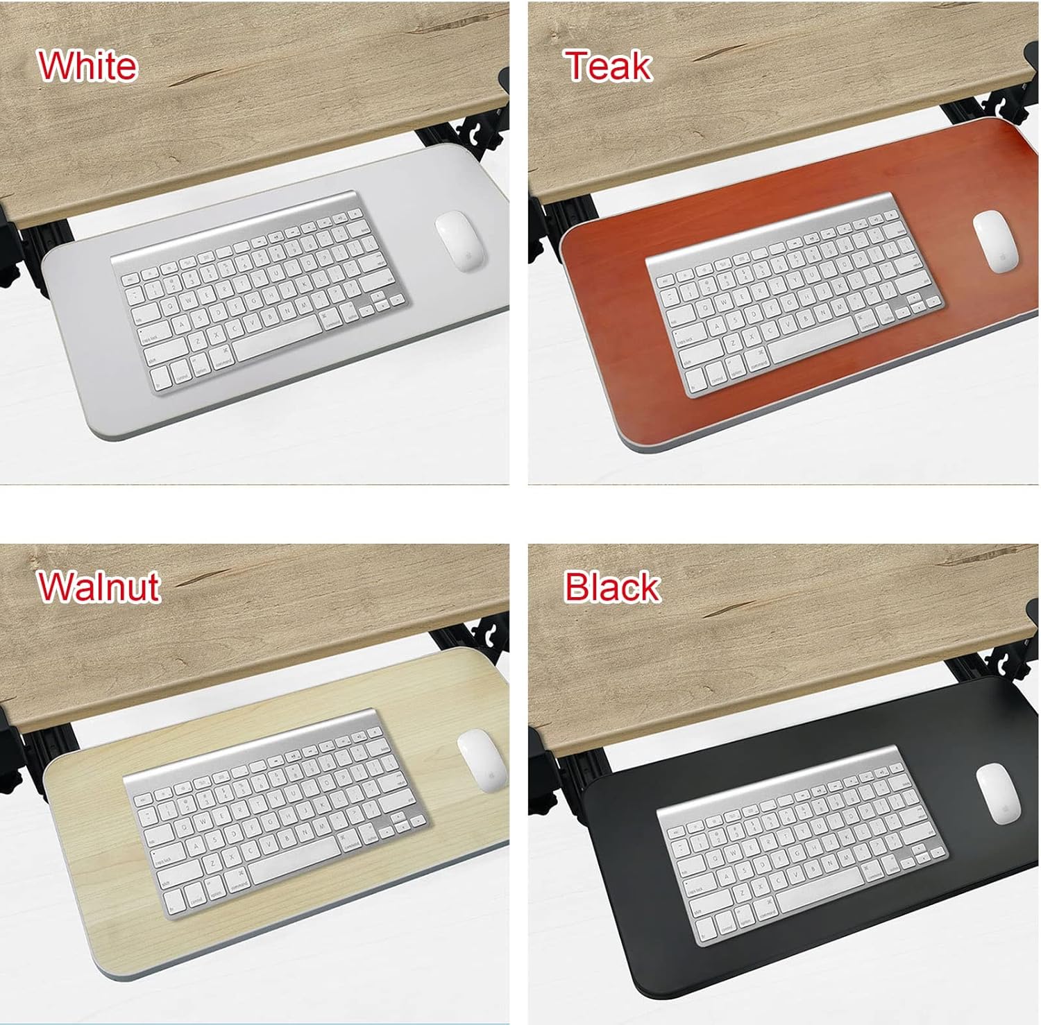 4 Colours Wooden Keyboard Tray Under Desk Storage - Clamp-On - Sliding Keyboard Shelf - Desk Extender Elbow Arm Support, Easy Installation, Ergonomic for Typing/Gaming,Teak-75x25cm(30x10Inch)