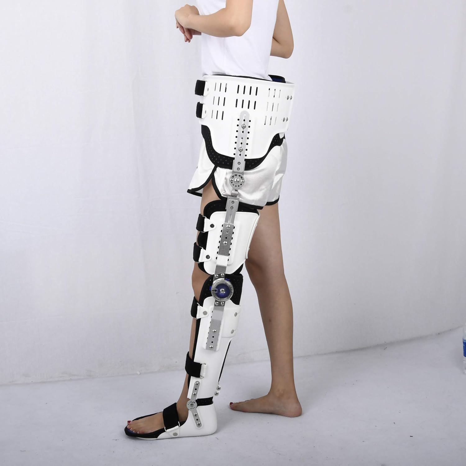 Adjustable Hip Knee Ankle Foot Orthosis Braces with Walking Boots Post Op Knee Support Orthosis Immobilizer for Hip Fracture Rehabilitation Equipment