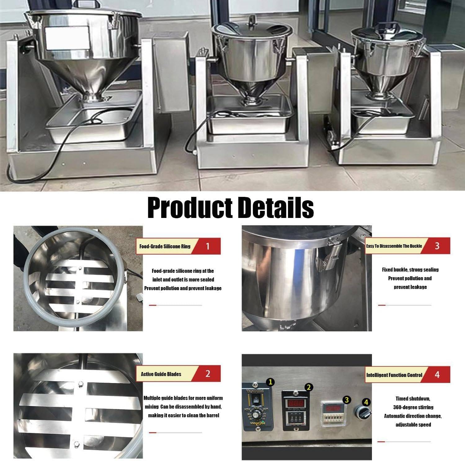 Electric 304 Stainless Steel Powder Blender,Dry Powder Granule Mixer,Laboratory Mixing Equipment,Small Dry Powder Mixing Machine, for 5/10/20/40L Materials 40L