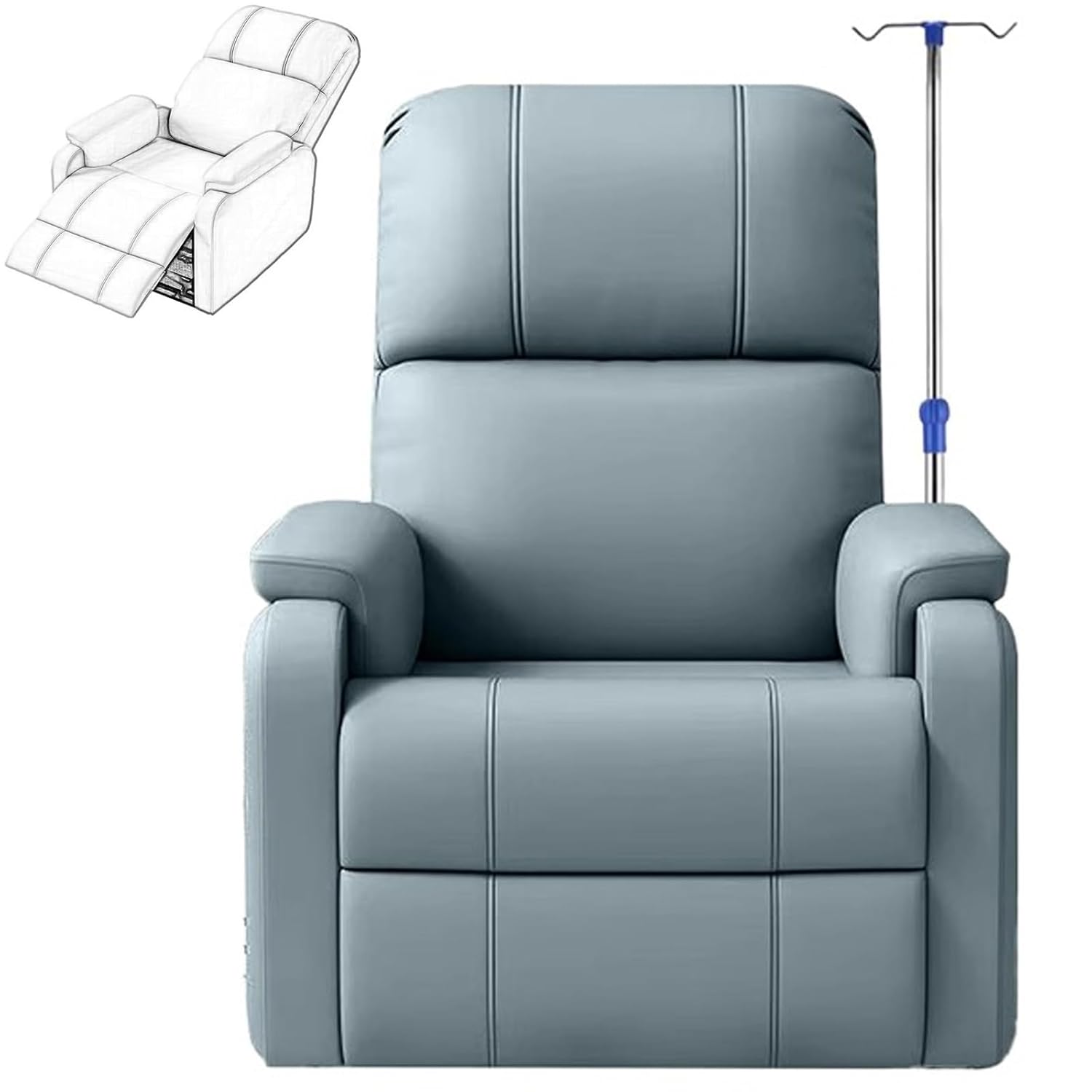 Medical Chair with IV Stand, Waiting Room Recliner Chair, Phlebotomy Chairs, Soft and Comfortable, Load Capacity 660 Lbs, for Hospitals, Clinics, and Homes(Blue)