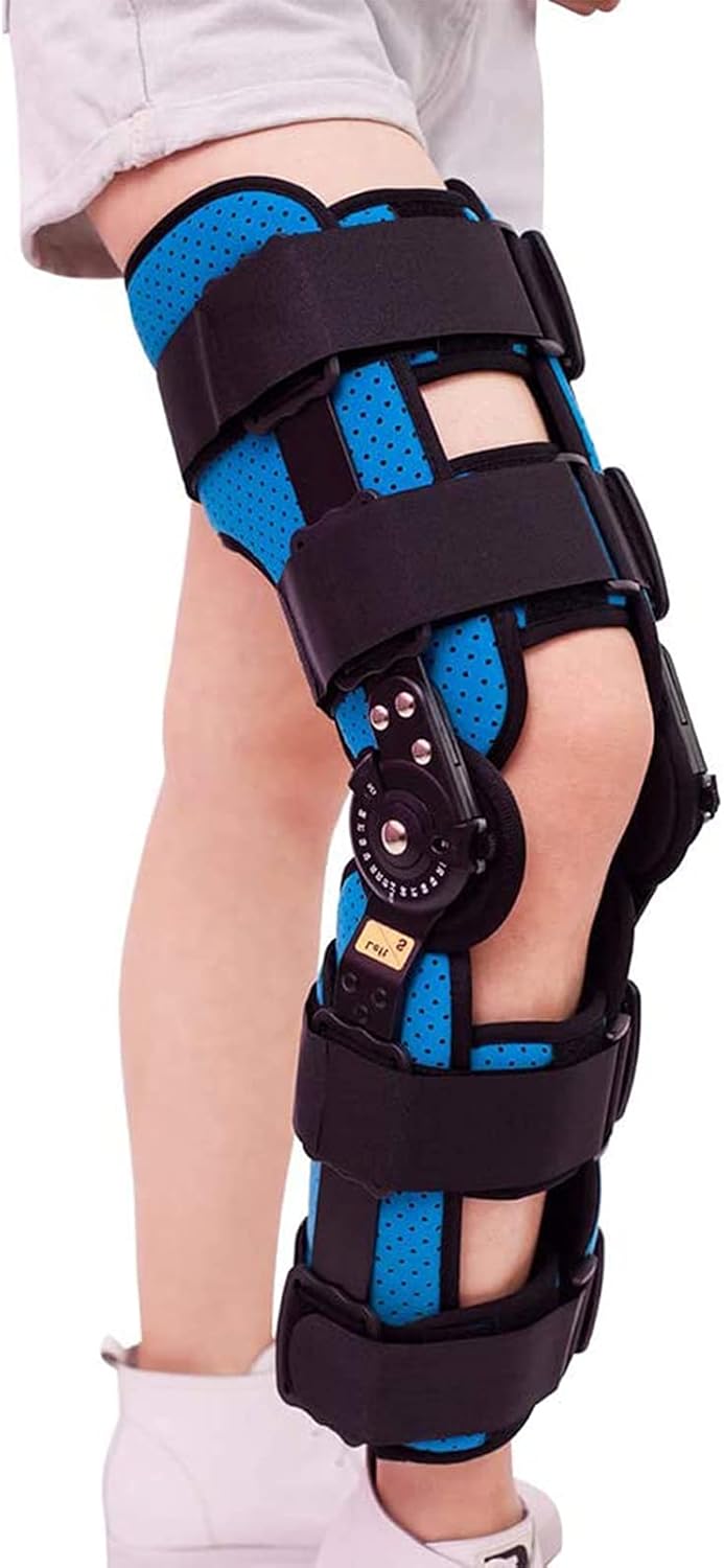 Hinged Knee Support Brace Knee ROM Brace Injury Orthosis Immobilizer,Adjustable Hinged Knee Brace Splint Stabilizer ROM Knee Support for Acl Arthritis Meniscus Tear Ligam,Right-S