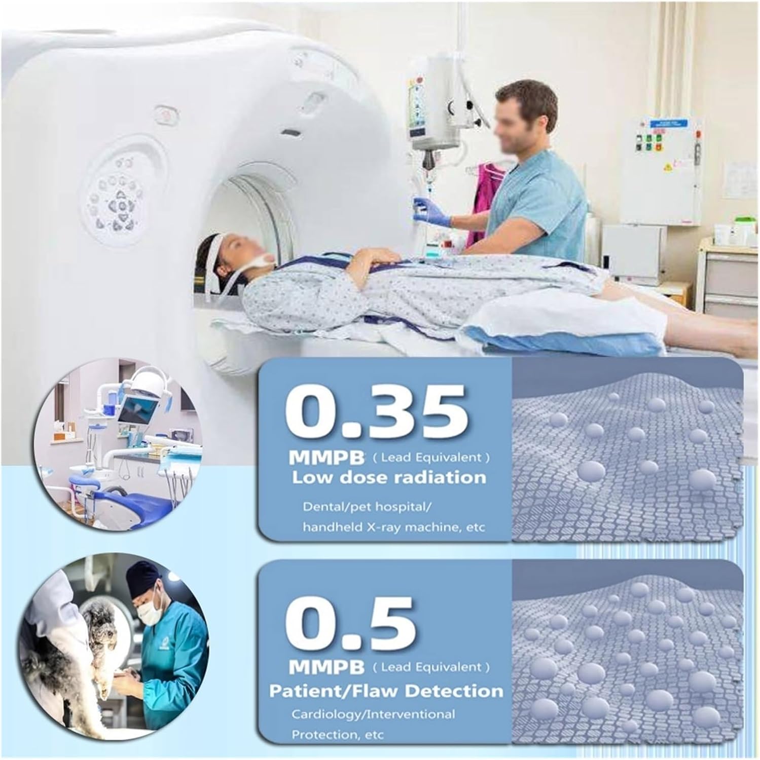 Lead Xray Shielding Blanket 0.35/0.5mmpb, Lead Lined Blanket for Health Checkup Medical Use(0.5 mmpb,60X80CM)