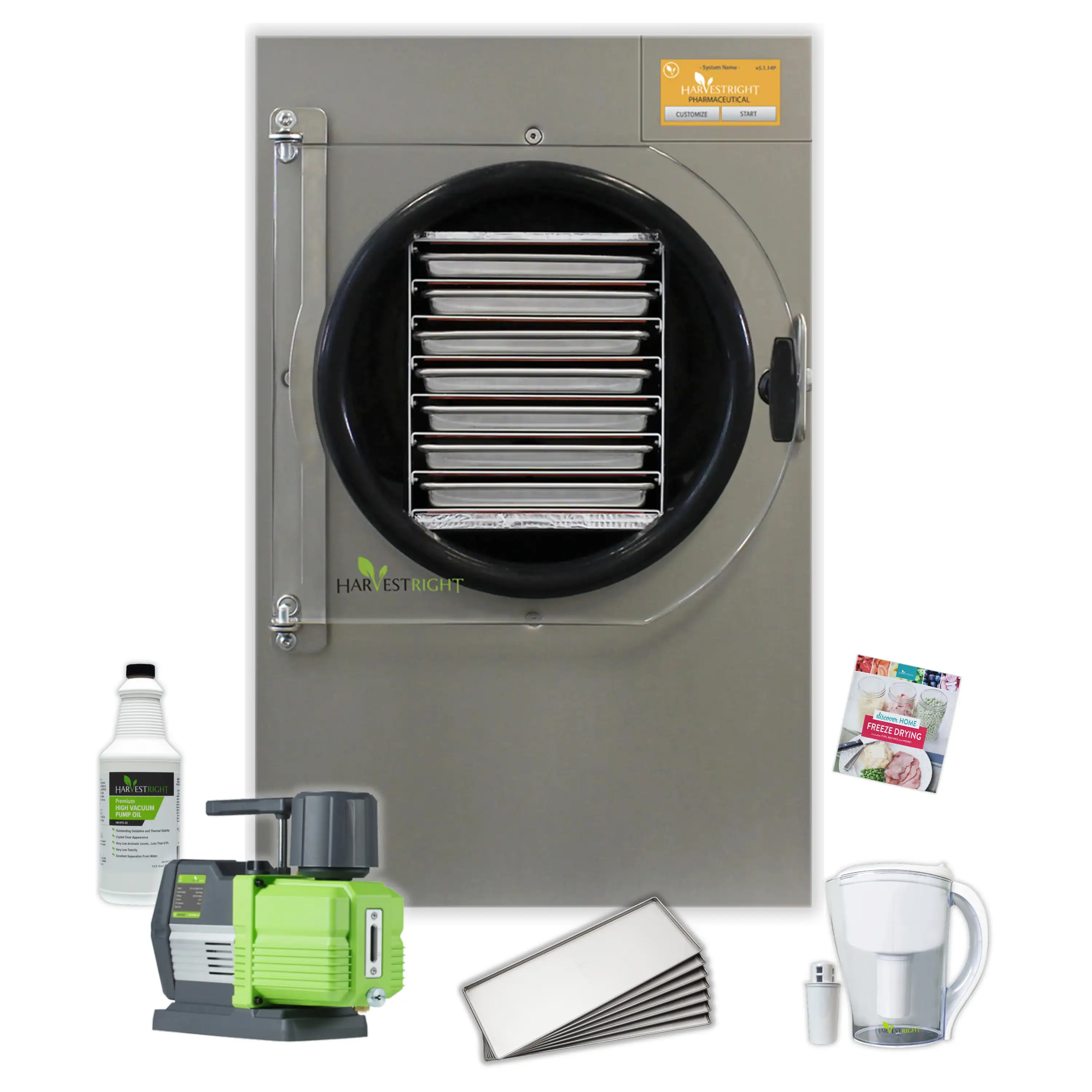 Harvest Right Pharmaceutical Freeze Dryer with Premier Pump in Stainless Steel, Medium (HRFDMPH)