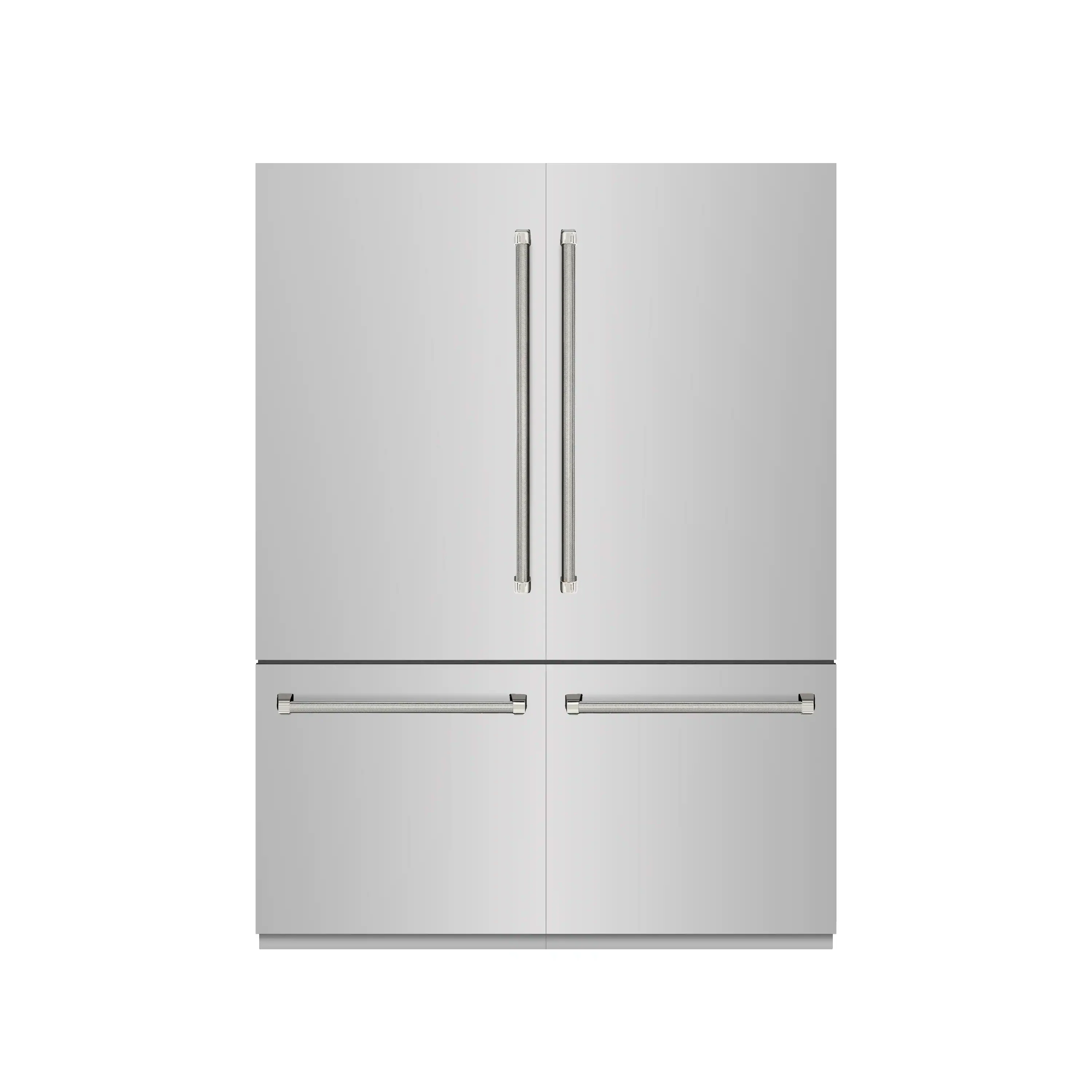 ZLINE Autograph 60-Inch Built-In Refrigerator w/ Gray Interior and Polished Nickel Helix Handles (GRBIVZ-30460KPN)