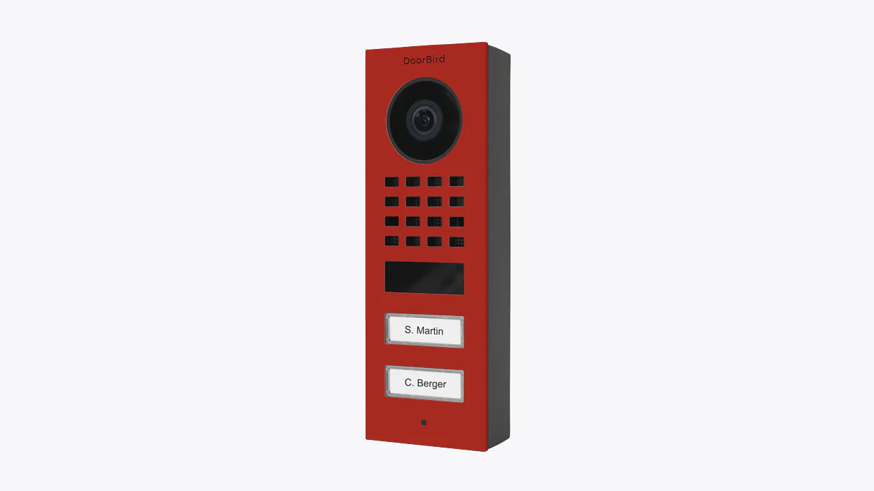 DoorBird D1102V Surface-Mount IP Video Door Station in Flame Red, RAL 3000