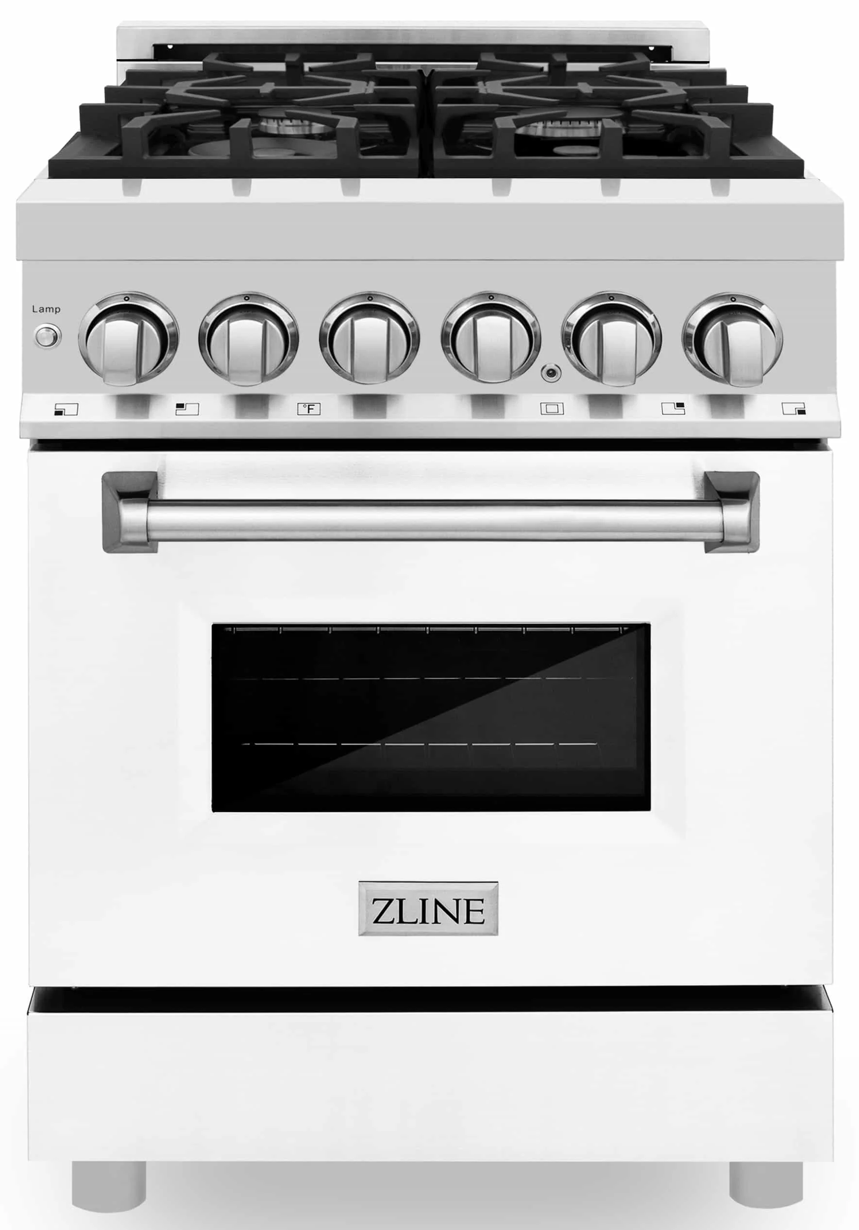 ZLINE 24-inch Legacy Series Dual Fuel Range with Gas Stove and 2.8 Cu. Ft. Electric Oven in Stainless Steel and White Matte Door (RA-WM-24)
