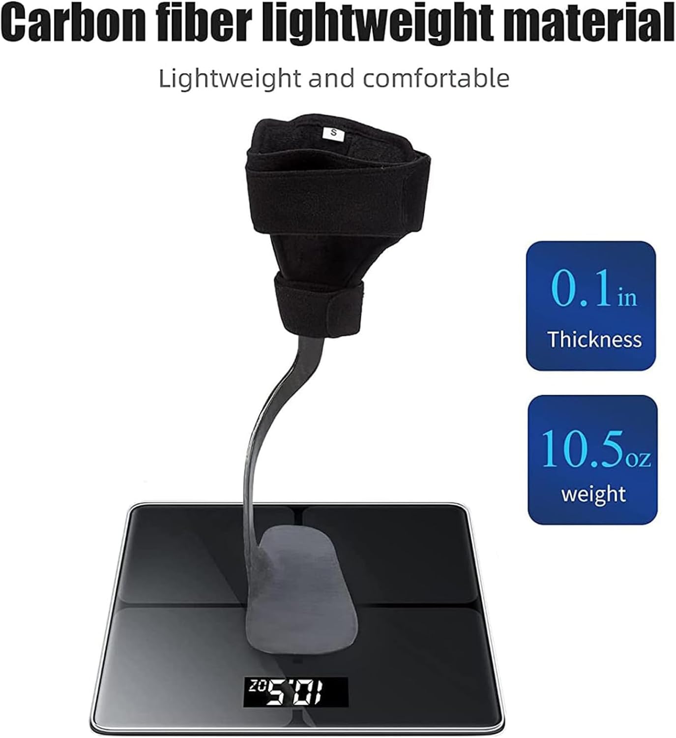 Carbon Fiber AFO Foot Drop Bracket, AFO Foot Drop Brace Ankle Foot Orthosis, for Foot Drop, Stroke, Hemiplegia, Tendon and Calf Stretching, Gait Assist Support Bracket,S,Left-L