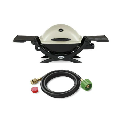 Weber Q1200 Liquid Propane Grill (Titanium) Starter Bundle