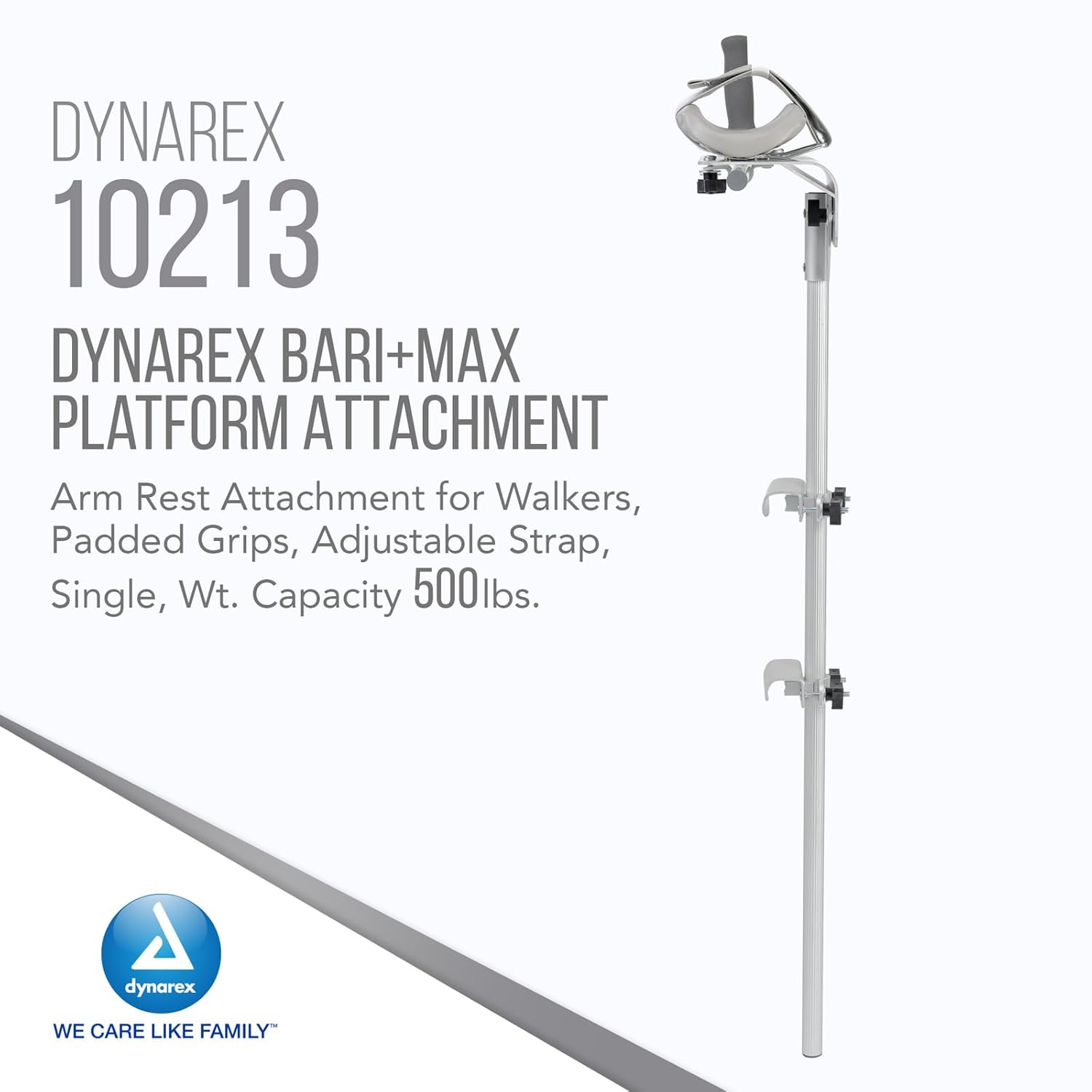 Dynarex Bariatric Walker Platform Attachment - Heavy Duty Forearm Support Arm Rest for Walker - Padded Grips, Adjustable Strap - Weight Capacity - 500lbs