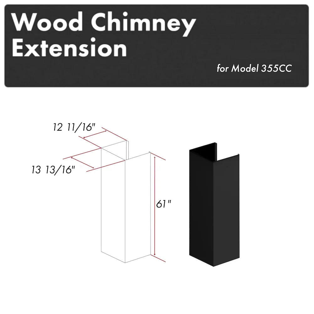 ZLINE 61-Inch Rustic Black Wooden Chimney Extension for 12 Ft. Ceiling (355CC-E)