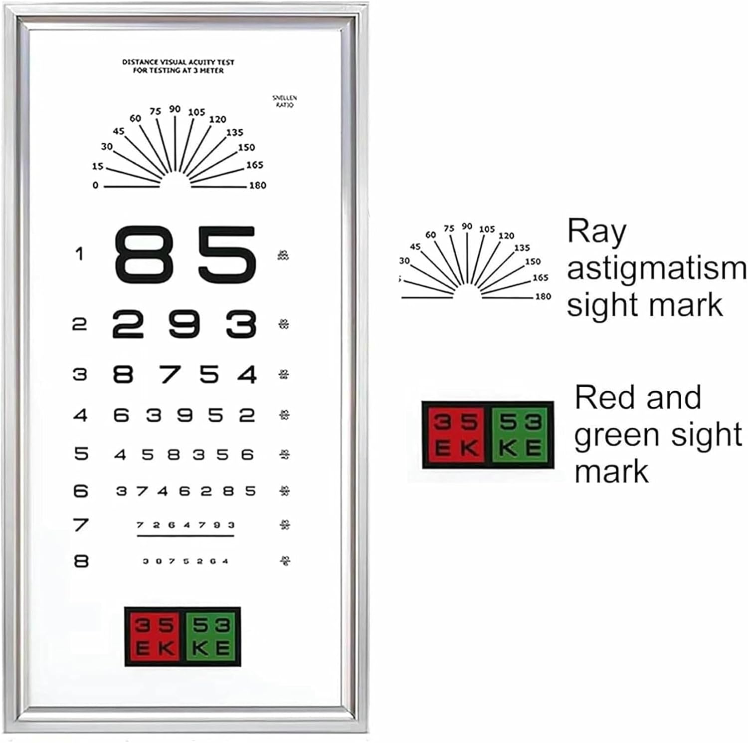 Digital Near Vision Eye Equipment, LED Eye Chart Light Box with Remote Control, 3 Types of Detection Visual Indicators, Measurement Distance: 2.5m/5m
