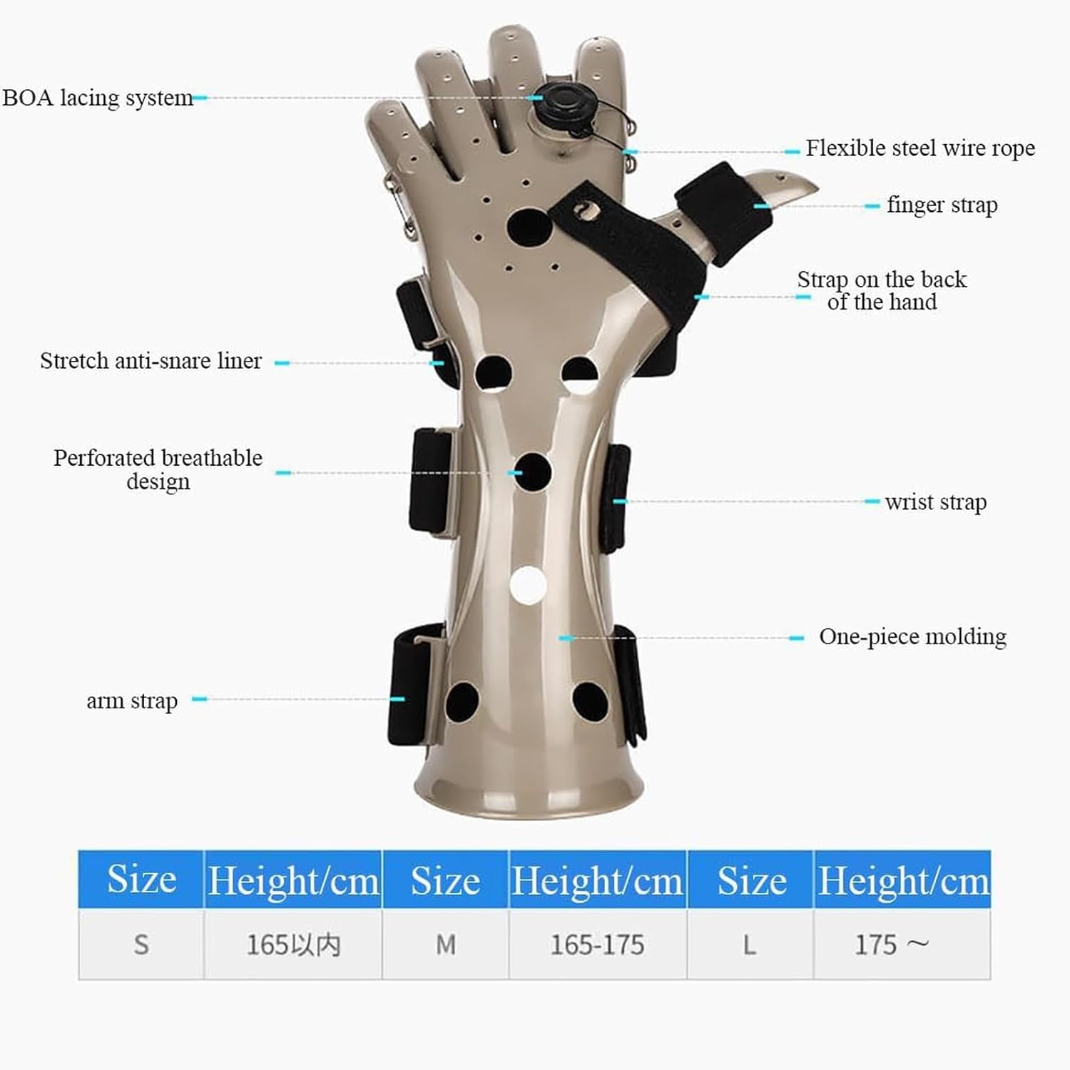 EKSED Finger Splint Extension Board, Finger Rehabilitation Device, BOA Lacing System, Four Pressure Fixing, Elastic Band Adjustable, for Stroke, Hemiplegia, Skull Brain Trauma