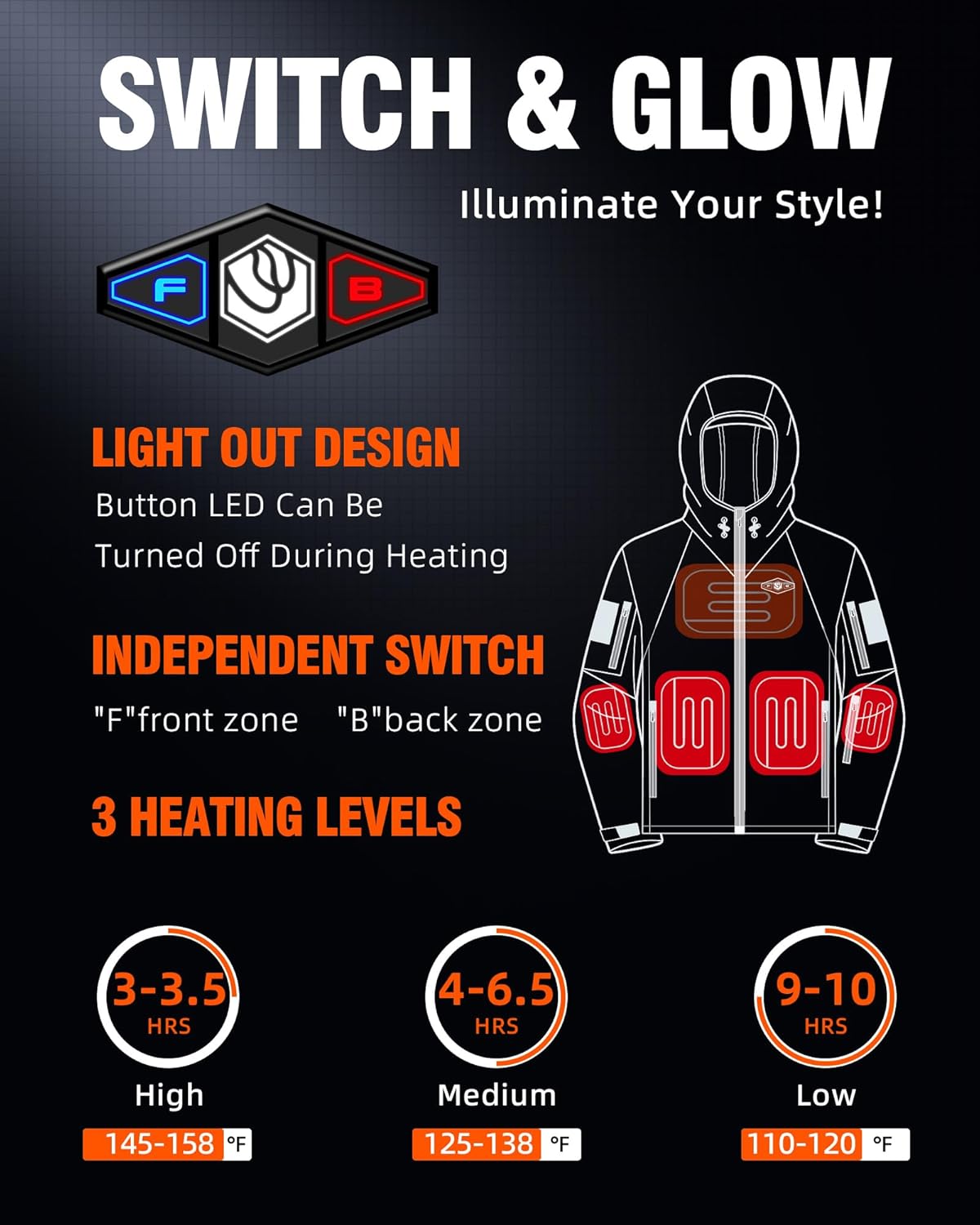 WASOTO Heated Jackets for Men With 16000mAh Battery Pack Included Windproof Water Resistant Mens Heated Jacket with Foldable Hood (Grey, 2XL)