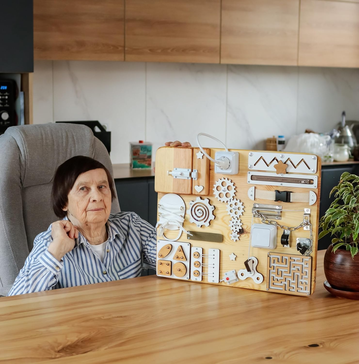 Fidget Toy Adult Dementia Activities, Occupational Therapy Gifts, Sensory Activity Busy Board, Alzheimer Down Syndrome Autism Wooden Toys