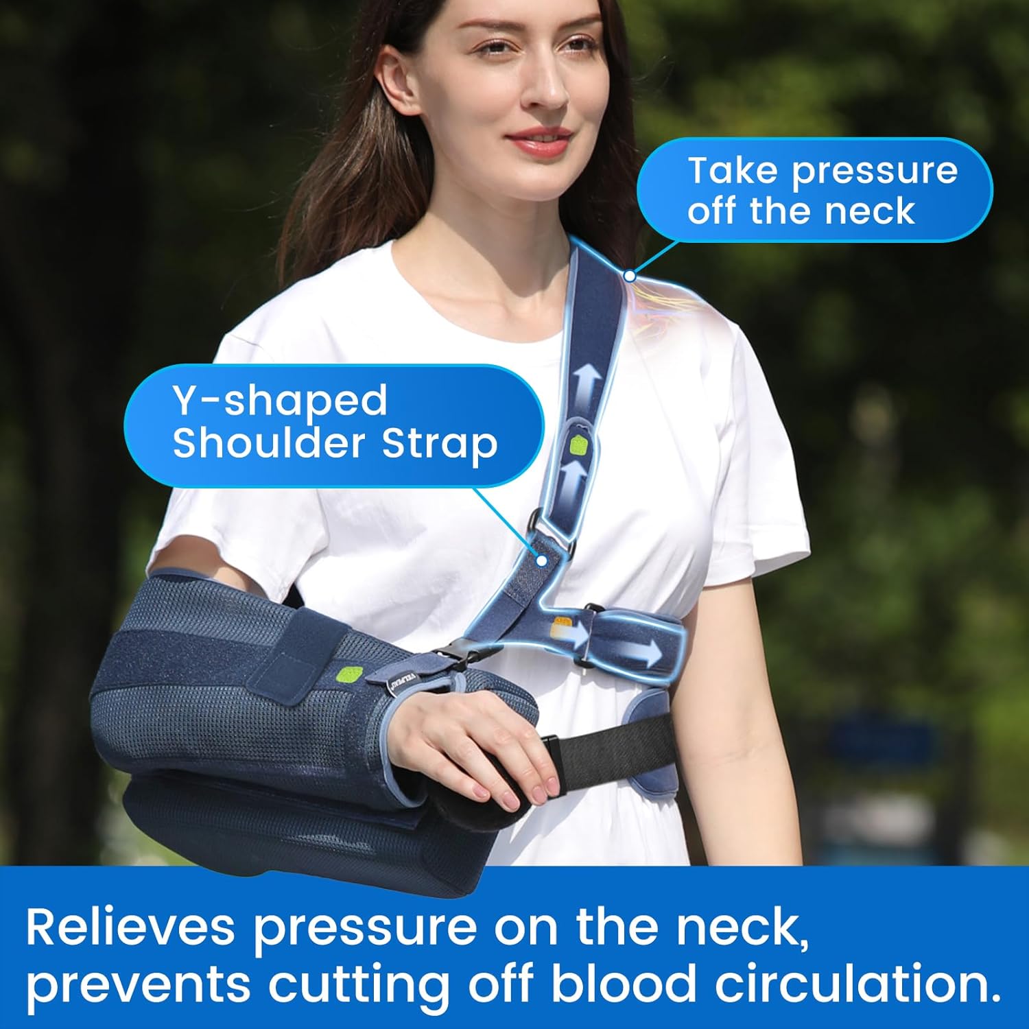 Velpeau Shoulder Abduction Sling with Two Removable Pillows, Shoulder Immobilizer Strap for Sleeping, Rotator Cuff Surgery, Medical Sling for Women & Men, Fits Left & Right Arm (L, Bust ﹥41″)