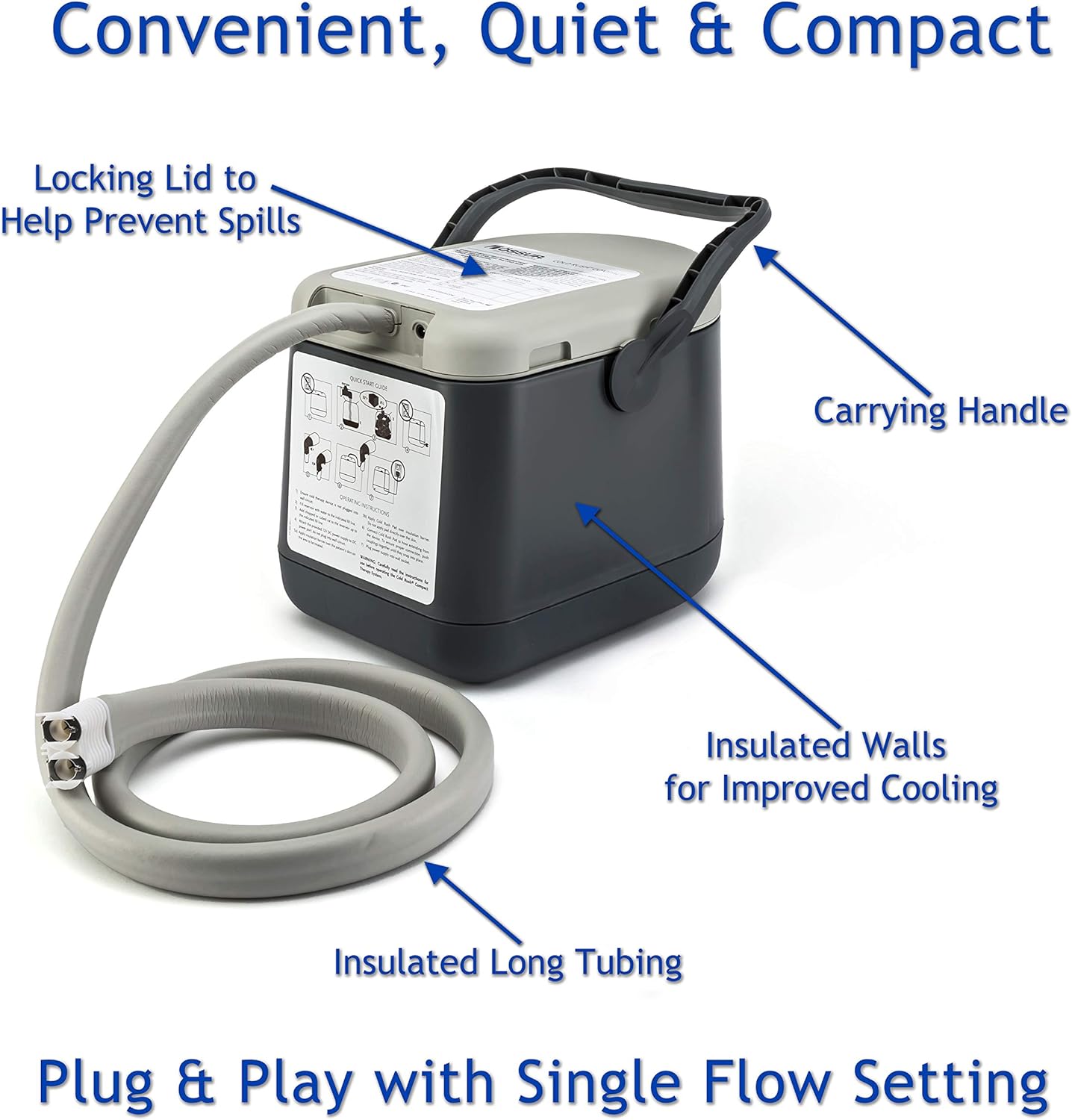 Ossur Cold Rush Compact Therapy Machine System with Small Shoulder Pad - Ergonomic Adjustable Wrap Ice Machine for Shoulder Ice Pack - Quiet, Lightweight Cryotherapy Freeze Kit Pump with Shoulder Pads