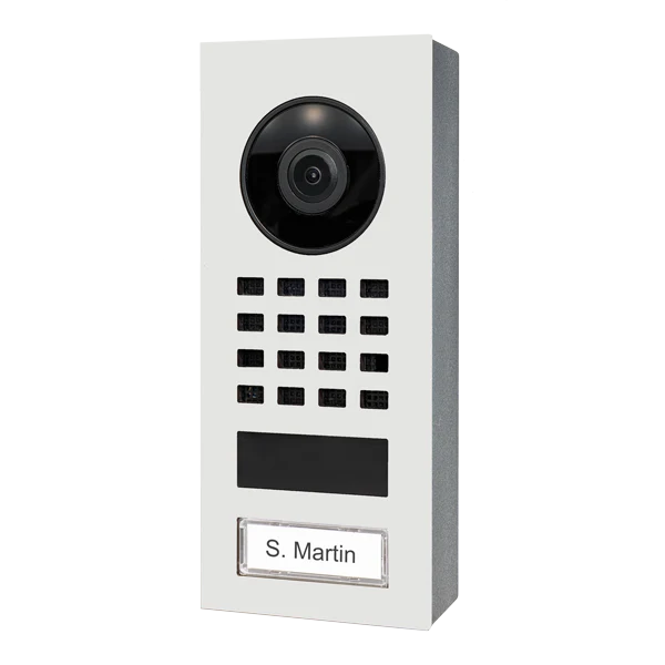 DoorBird D1101V Surface-Mount IP Video Intercom, 1 Call Button in Traffic White, RAL 9016
