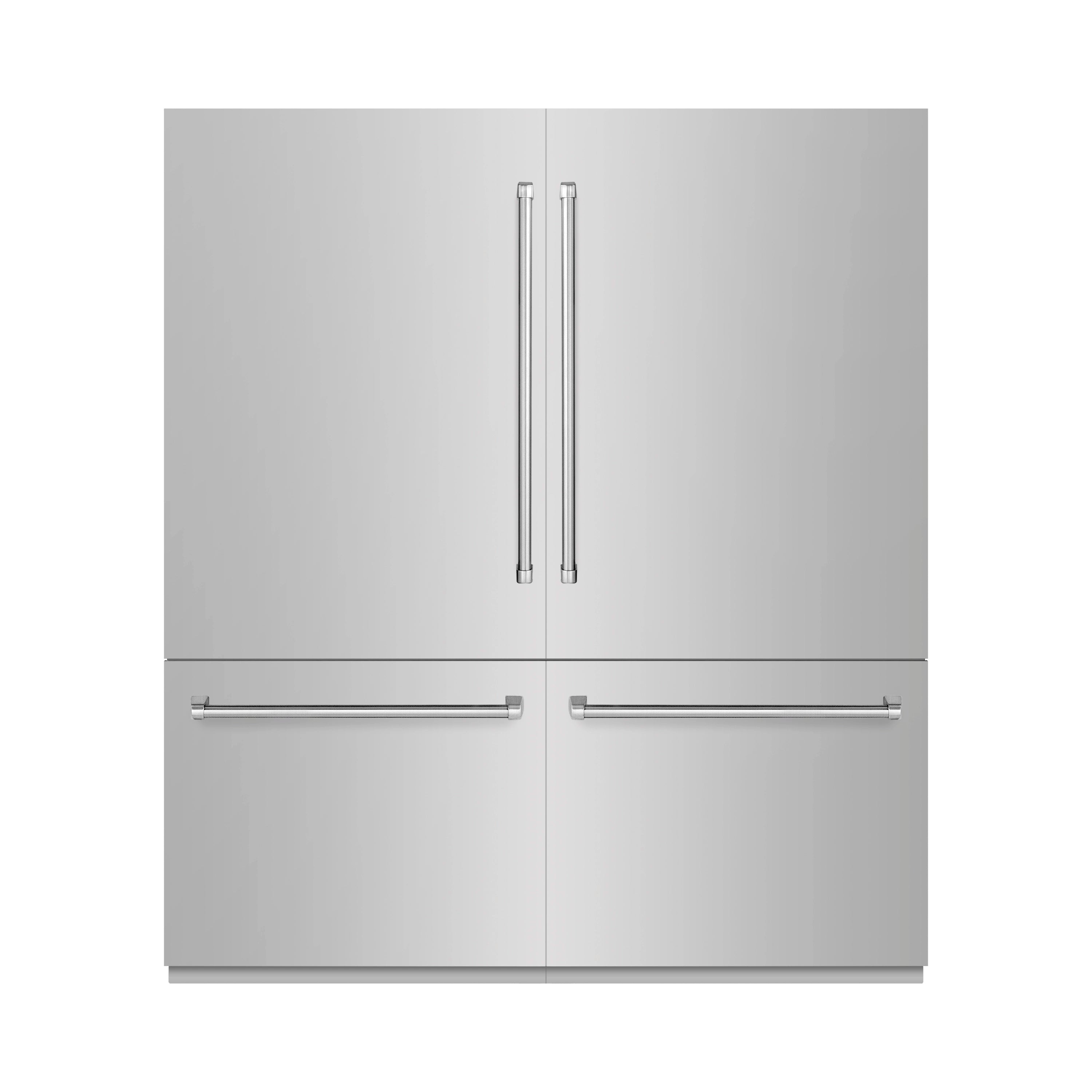 ZLINE 72-Inch 39.6 Cu. Ft. French Door Built-In Bottom Freezer Refrigerator with Water Dispensers and Ice Makers in Stainless Steel (RBIT-304-72)