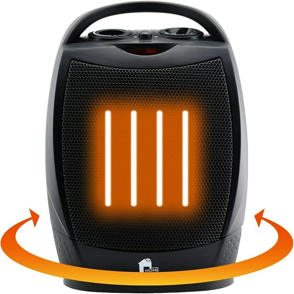 Portable Electric Space Heater Quiet Oscillating Fan with Thermostat