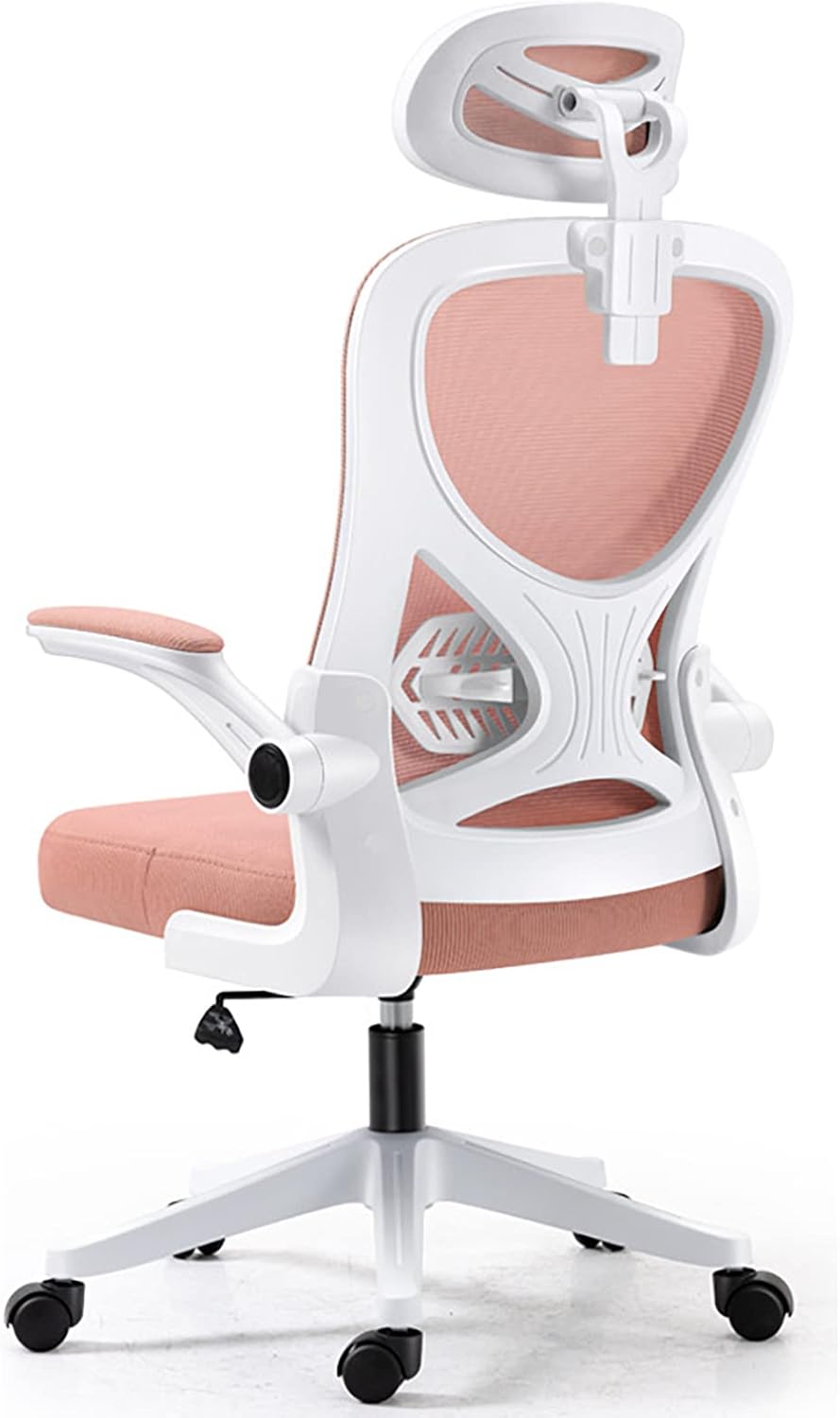 Breathable Mesh Desk Chair, Swivel Task Chair, Office Chair Ergonomic, with Lumbar Support/Flip-up Arms, Adjustable Headrest, 360-Degree Swivel, for Living Room, Bedroo(C-Nylon Feet