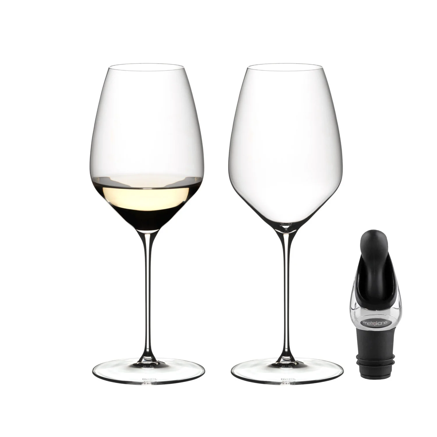 Riedel Veloce Riesling Glasses (Set of 2) Bundle with Wine Pourer with Stopper