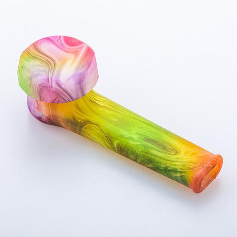 Handmade Blue Glass Spoon Pipe w/ Glow-In-The-Dark Silicone Pipe Set