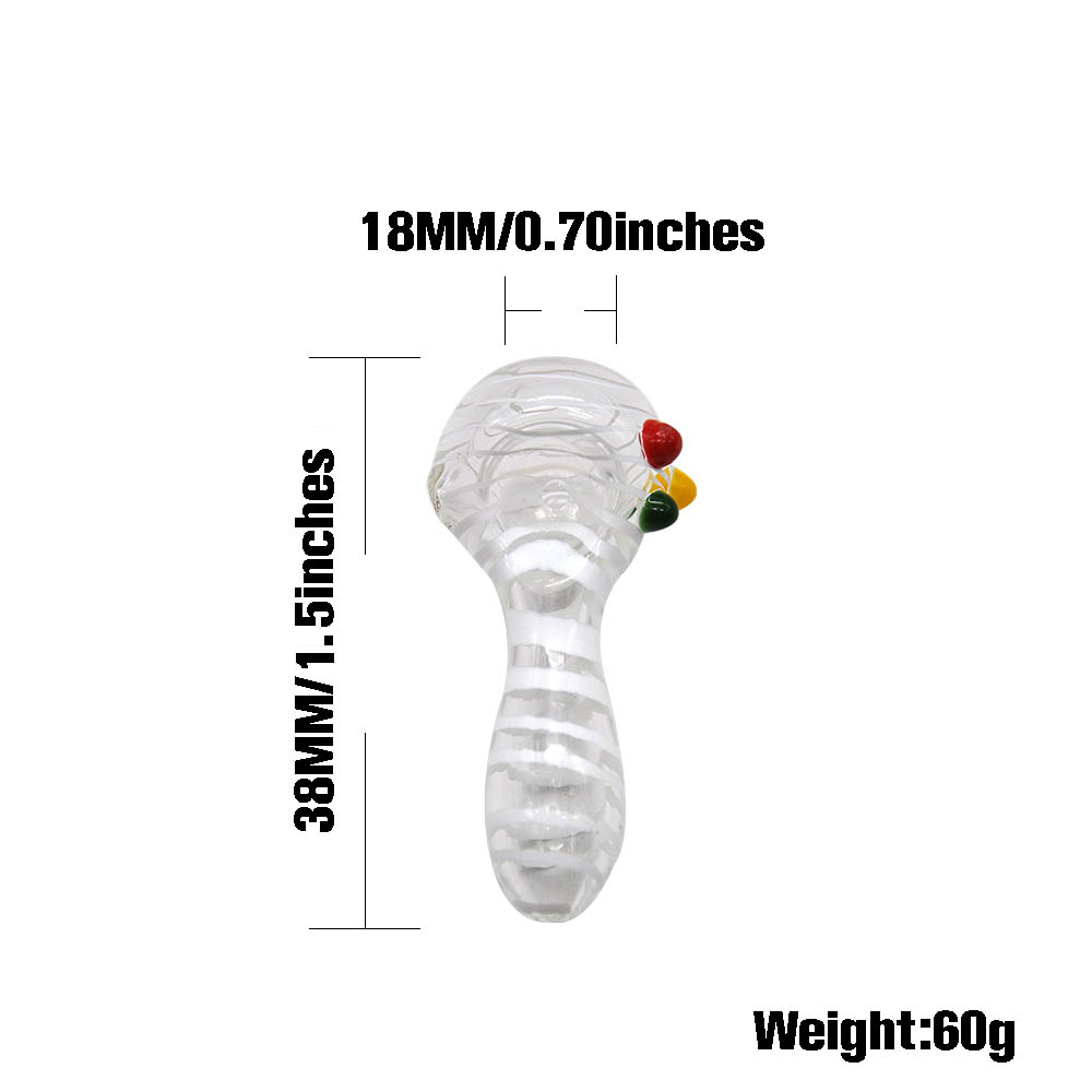White Stripes Glass Spoon Pipe