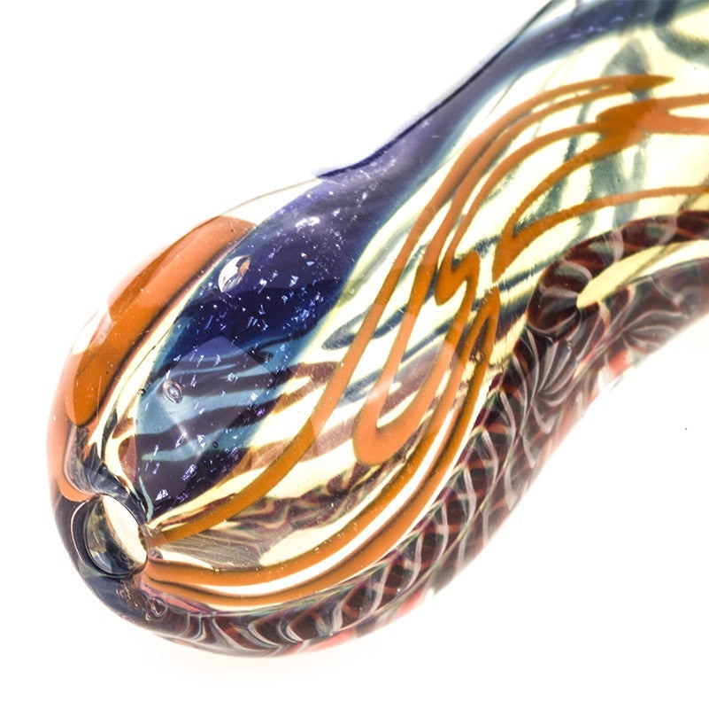 Spiral Fumed Glass Spoon Pipe w/ Marbles