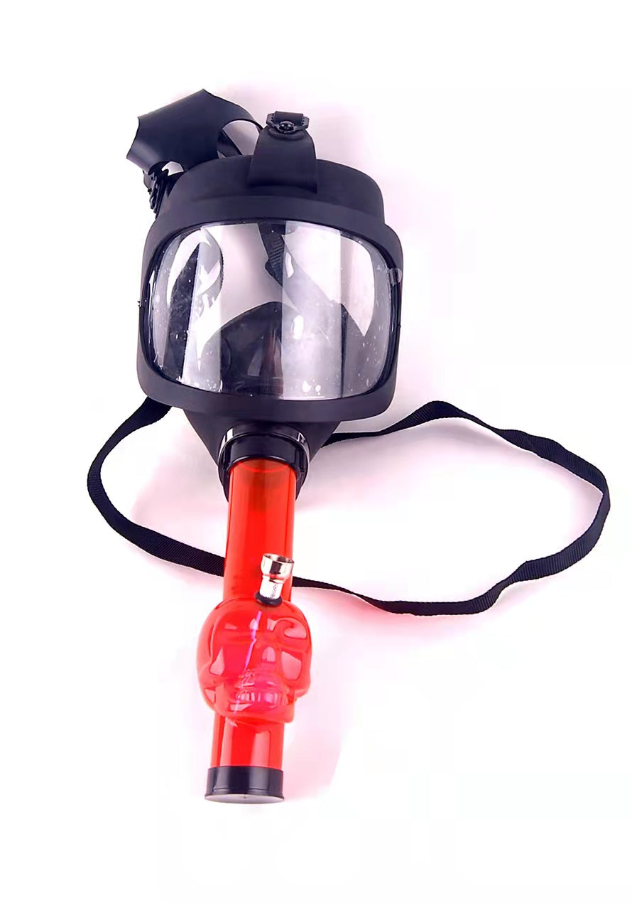 Black Full Face Silicone Gas Mask Bong w/ Water Pipe