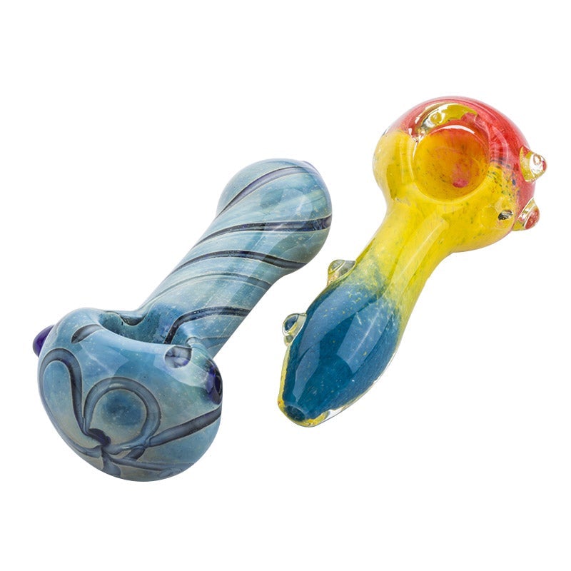 Three-Toned Dichroic Glass Pipe and Heady Pattern Hand Pipe Set