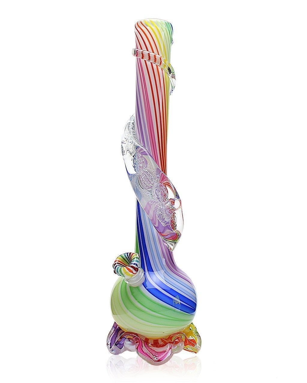 Noble Glass Medium Rainbow Cane Wrapped Soft Glass Bong - PuffingBird AU