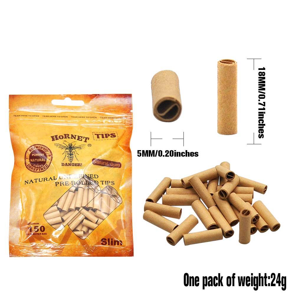 Natural Unrefined Rolling Paper Filter Tips - 5mm Brown Pre-Rolled Tips (150