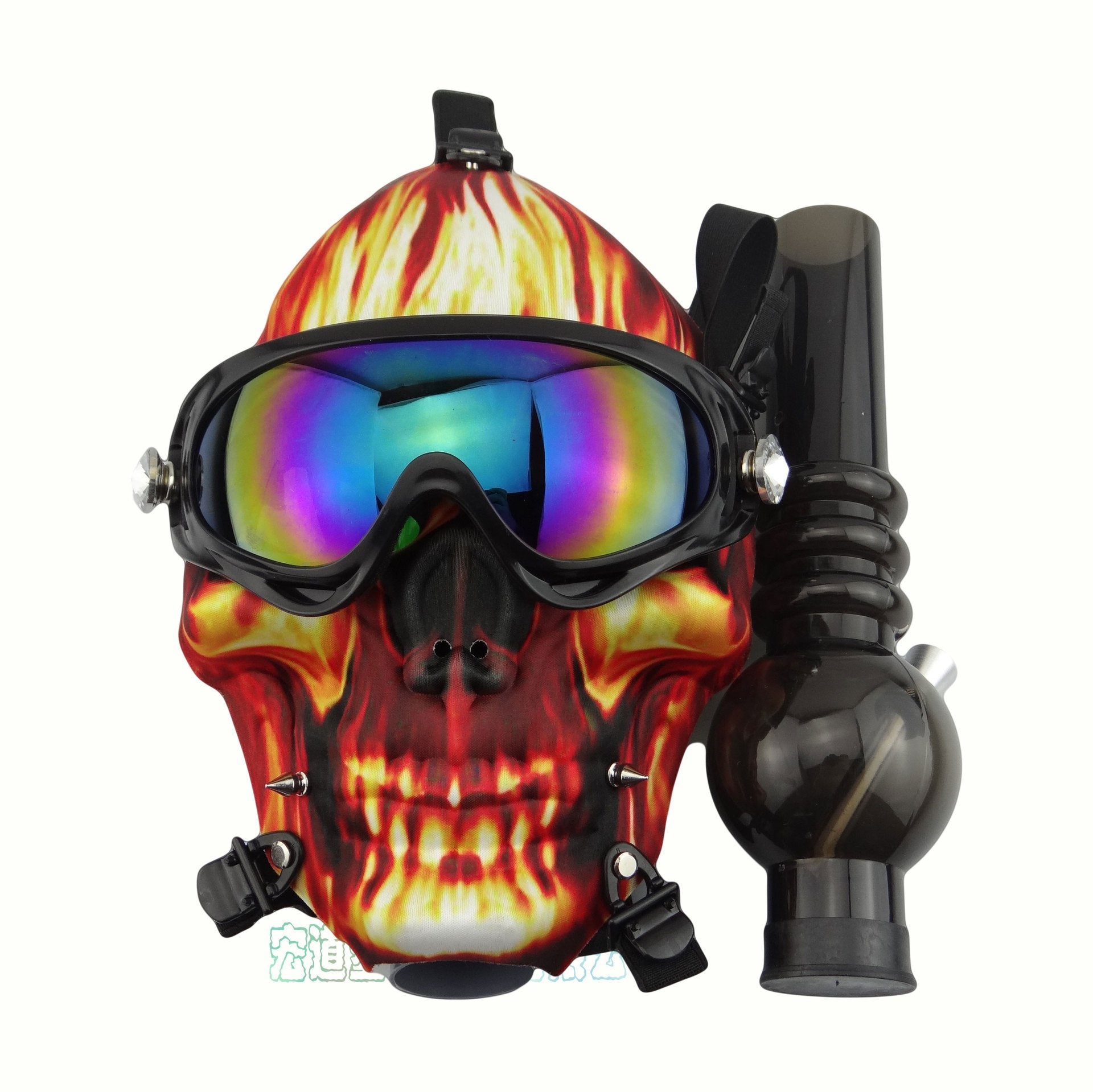 Skull Fabric Gas Mask Bong Shades w/ Bent Water Pipe
