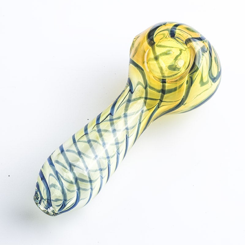 Clear Glass Spoon Pipe w/ Swirl Stripes