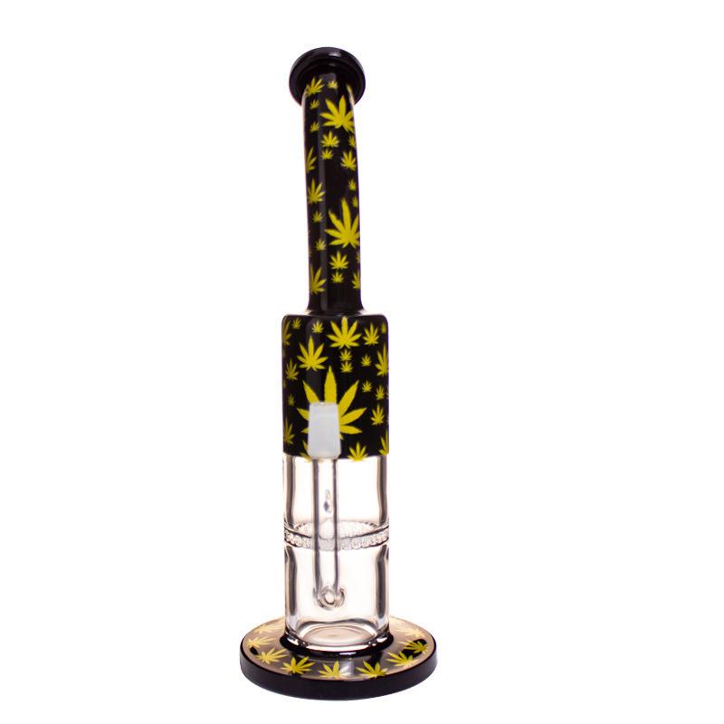 12 Weed Pattern Tilt-Neck Bong W/ Honeycomb Perc